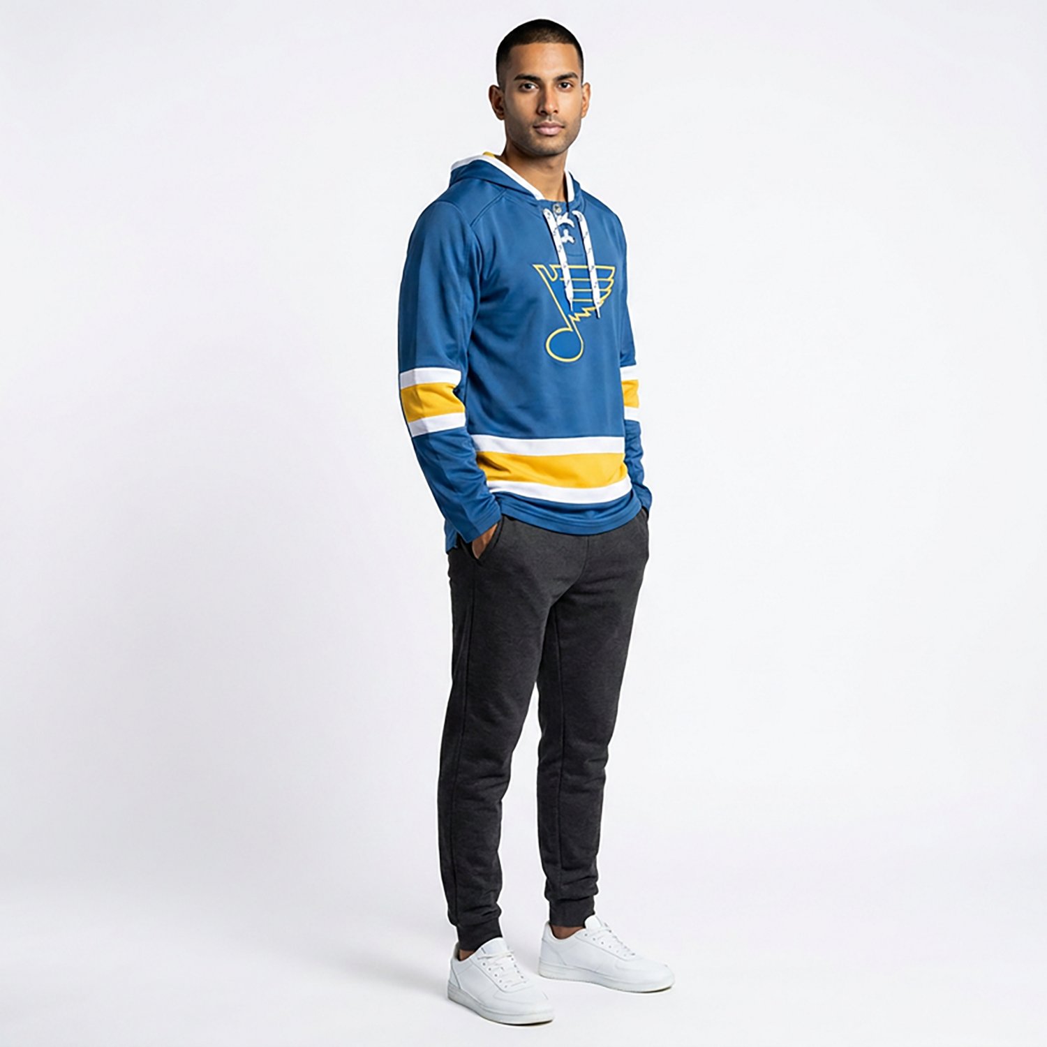 Fanatics Men's St. Louis Blues Prime Time Fleece Lace Up Hoodie - view number 3