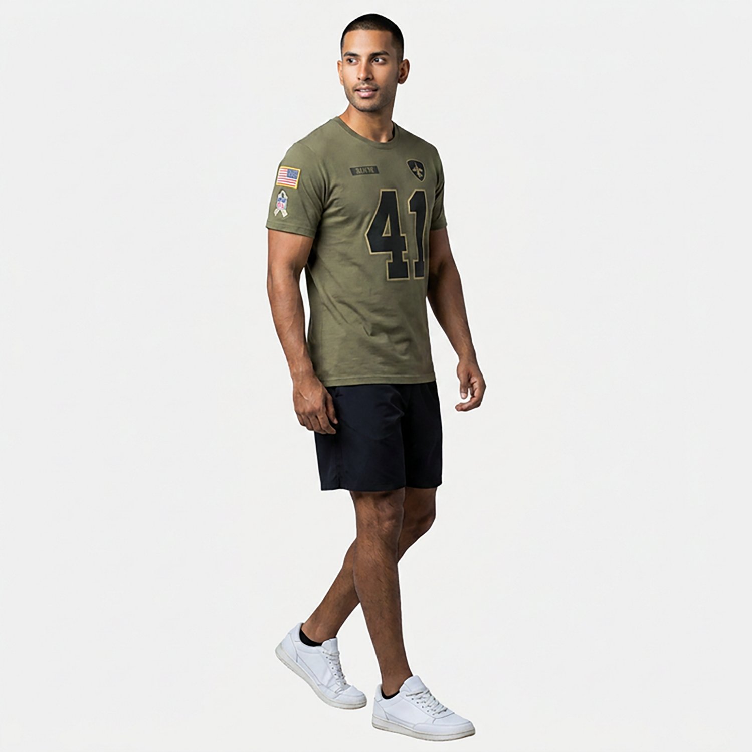Nike Men's Saints Salute to Service Alvin Kamara Player Name & Number T-shirt - view number 3