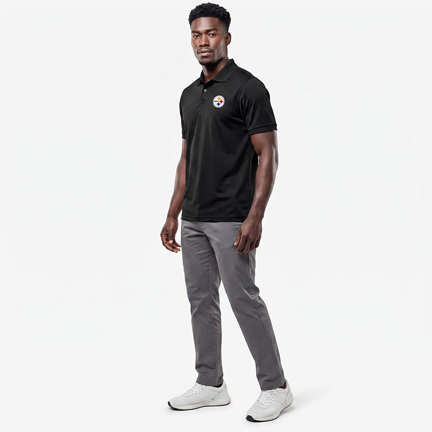 Antigua Men's Pittsburgh Steelers Legacy Pique Short Sleeve Polo Shirt