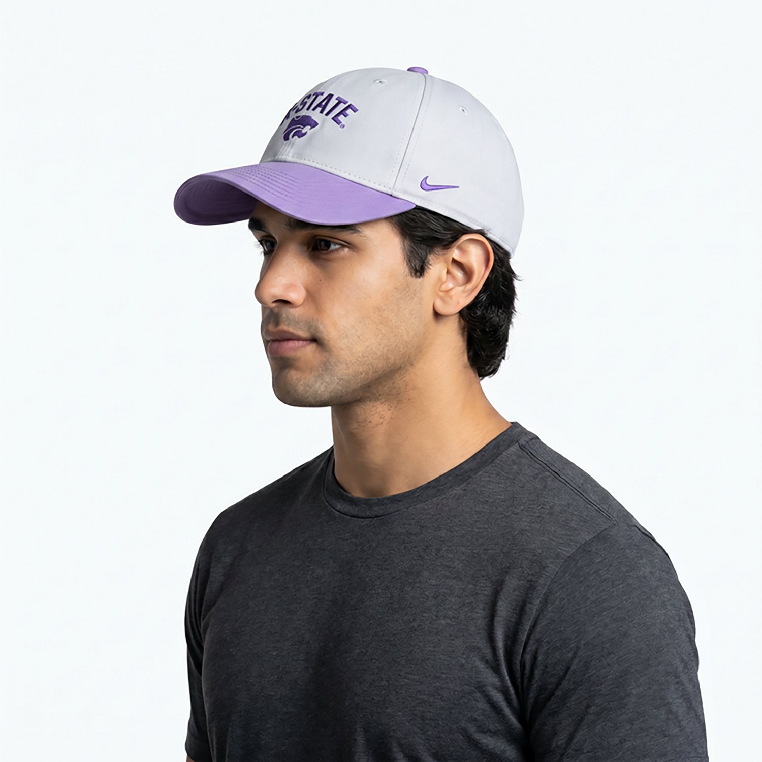 Nike Adults’ Kansas State Lavender Arch Club Colorblock Cap - view number 3