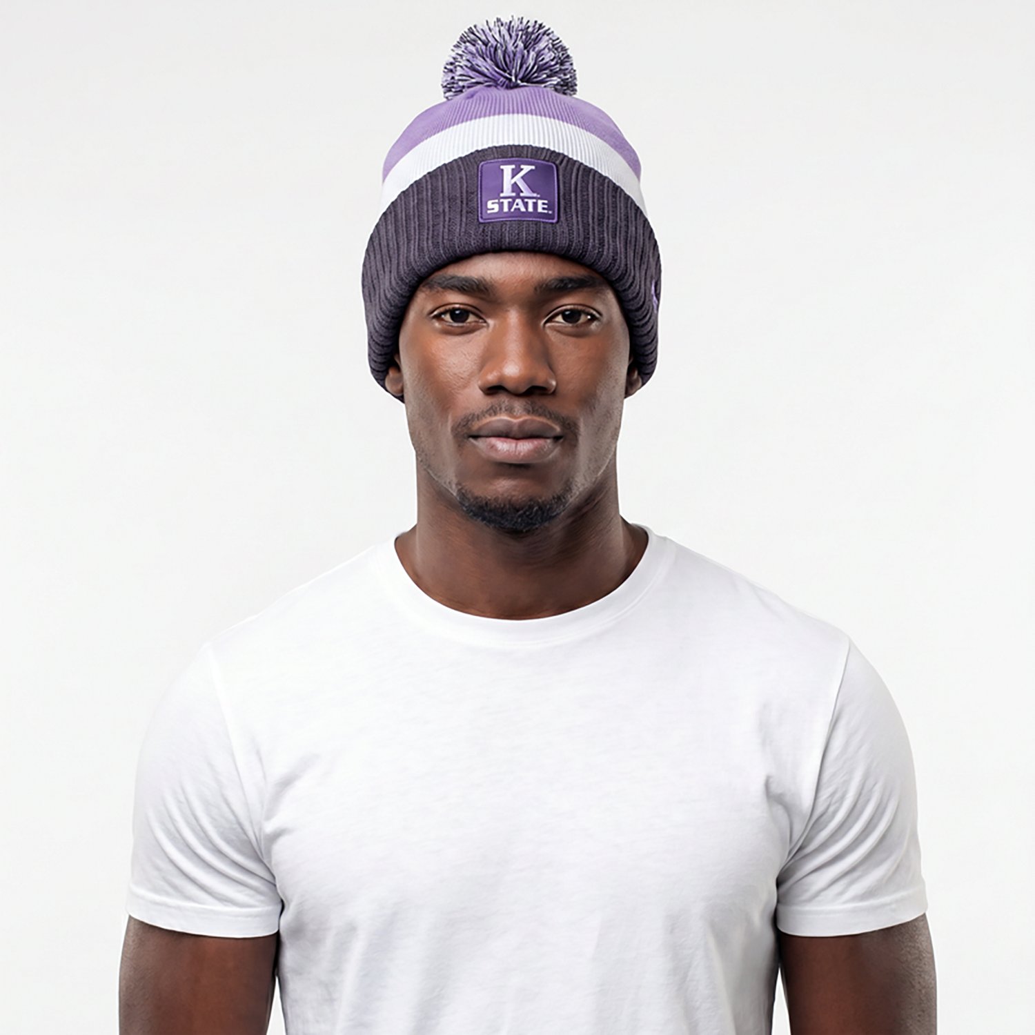 Nike Adults' Kansas State University Wildcats Lavender Club Stripe Beanie - view number 4