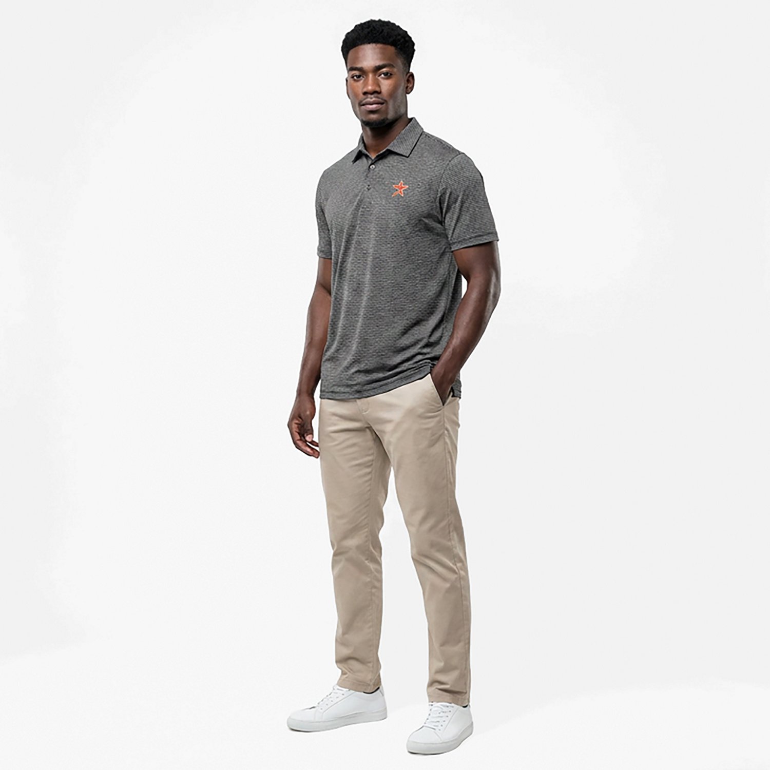Antigua Men's Houston Astros Scheme Short Sleeve Polo