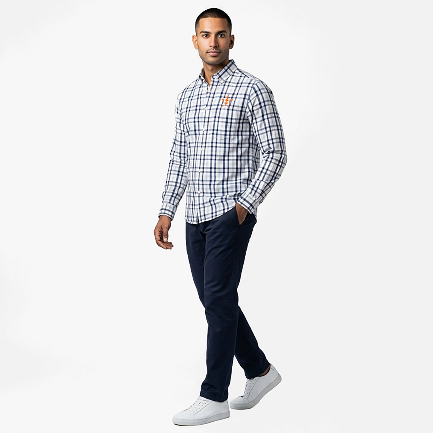 Antigua Men's Houston Astros Tending 2 Long Sleeve Button Down Shirt