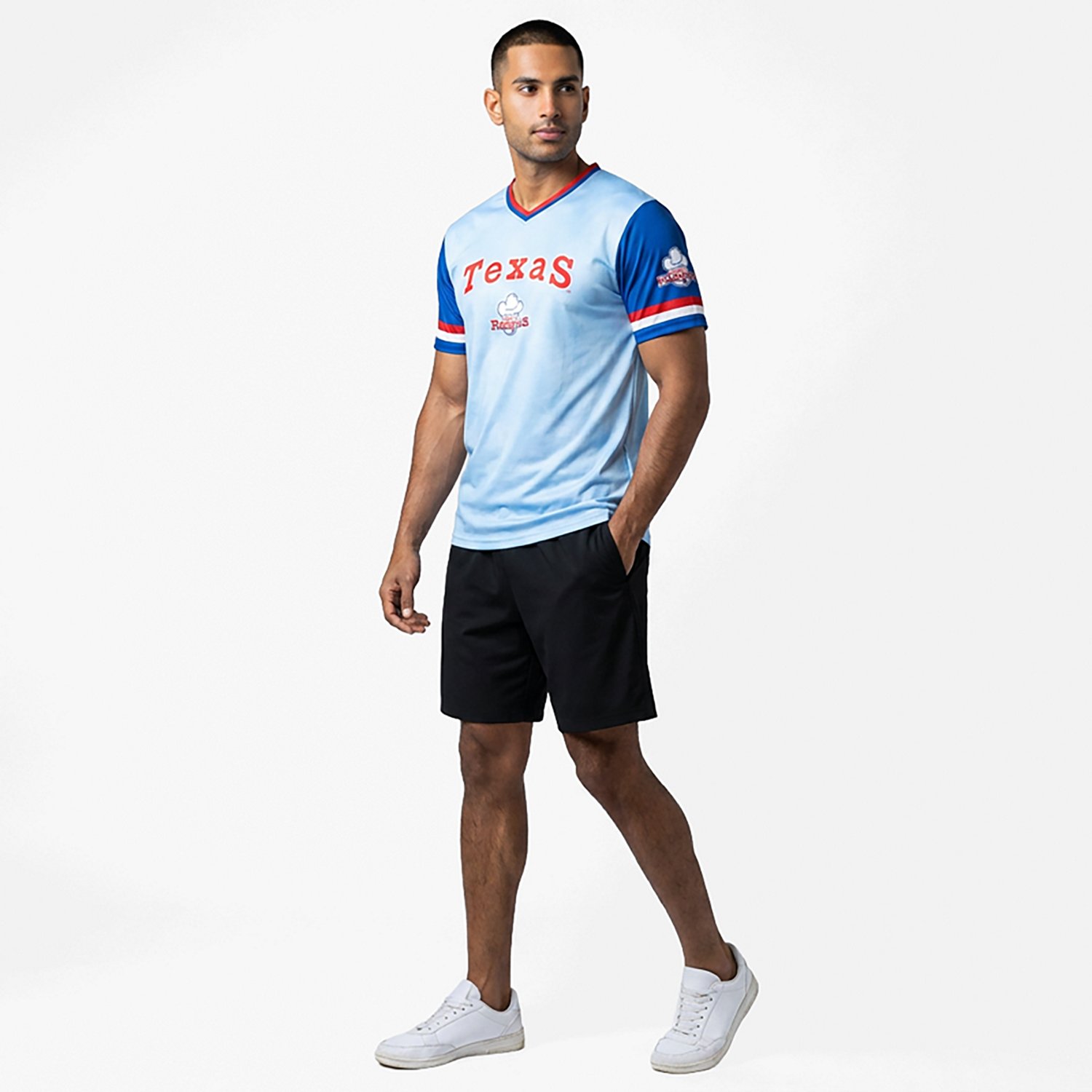 Stitches Men's Texas Rangers 25 Bombs Away Short Sleeve Shirzy T-shirt - view number 3