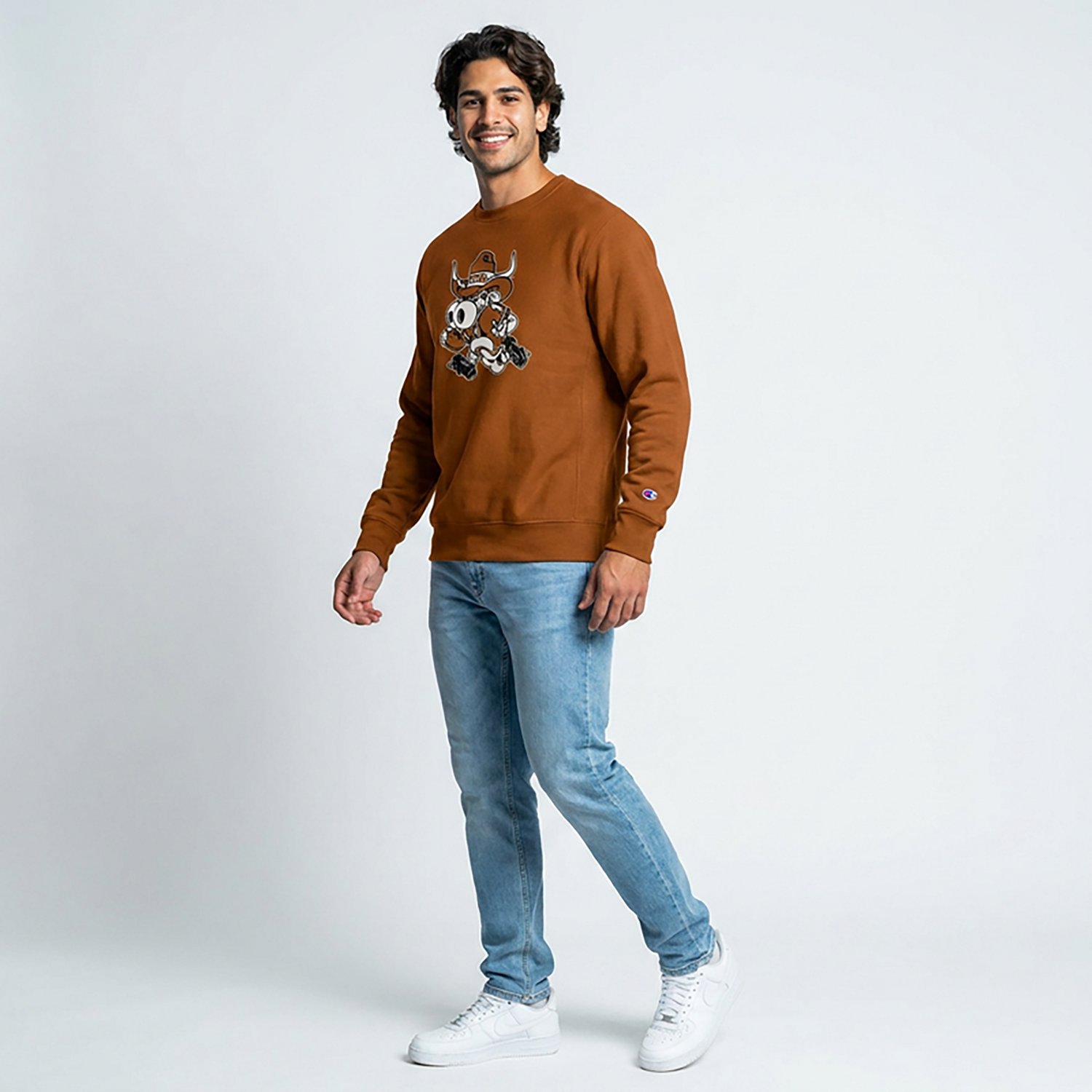 Champion Men's Texas Longhorns Football Bevo Long Sleeve Crewneck Sweatshirt - view number 2