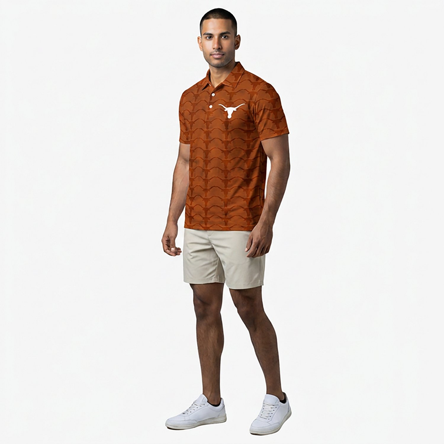 Wes & Willy Men's University of Texas Longhorns Tailgate All Over Print Short Sleeve Polo Shirt - view number 3