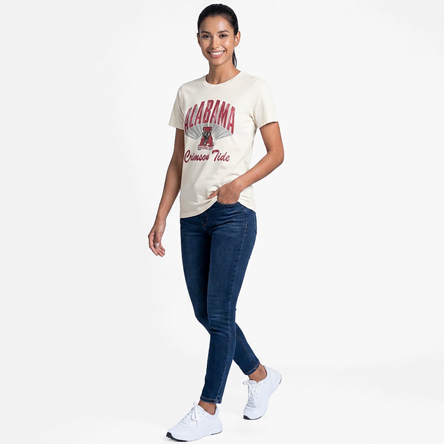 WILDCAT RETRO Women's Alabama Crimson Tide Retro Brand Vintage Crop Short Sleeve T-Shirt - view number 2
