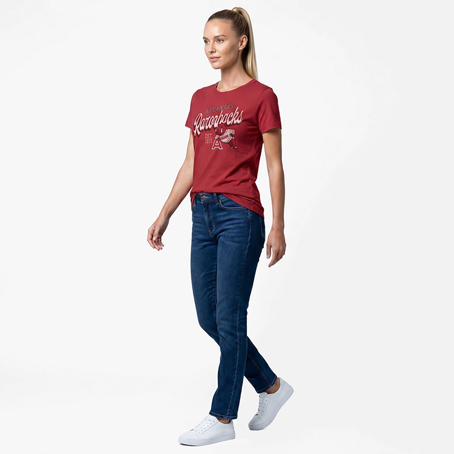 WILDCAT RETRO Women's Arkansas Script Boxy T-shirt - view number 3