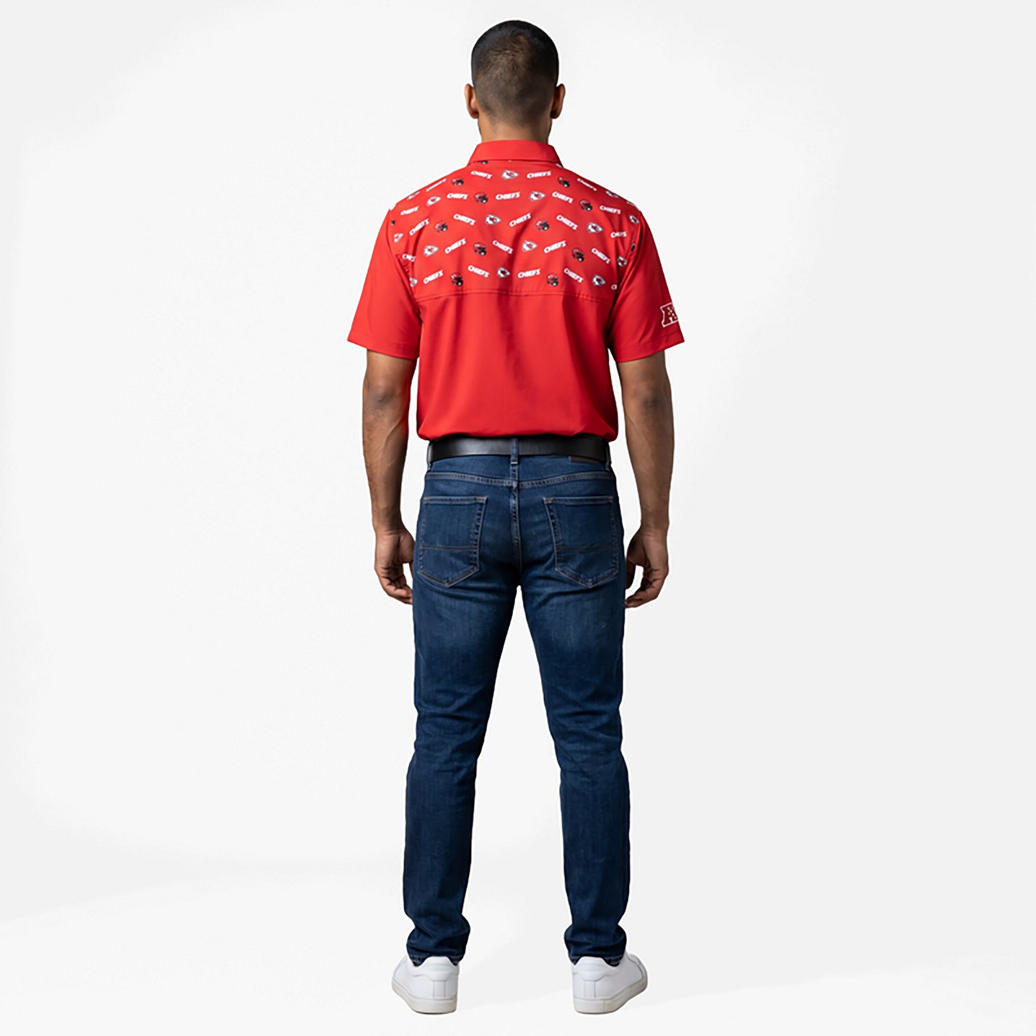 Antigua Men's Kansas City Chiefs Gameday Scatter Print Fishing Shirt - view number 3