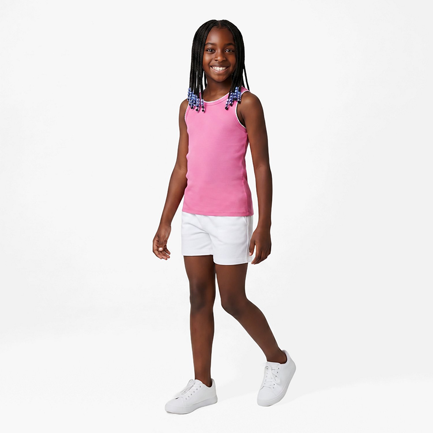 BCG Girls' Blanket Stitch Rib Tank