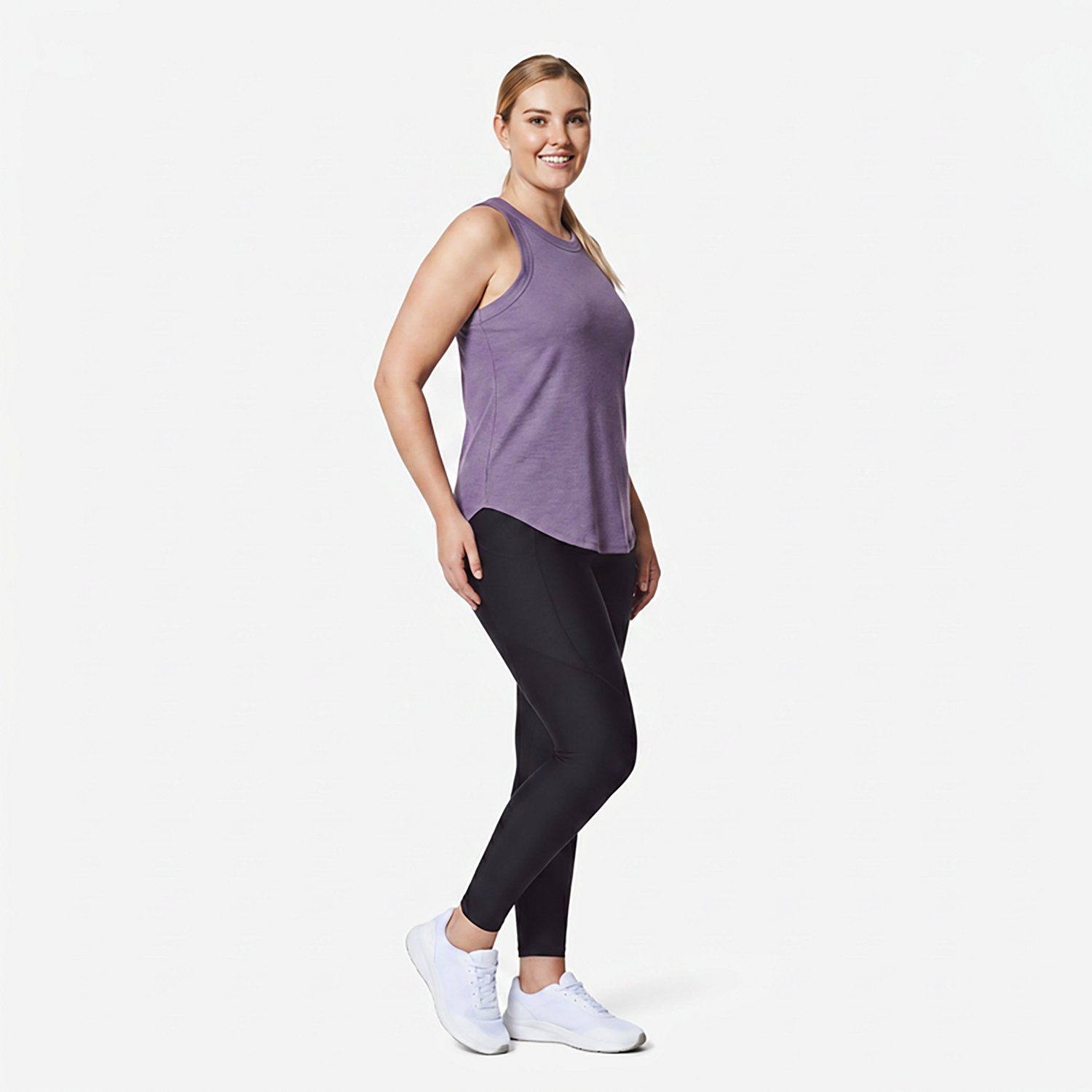 BCG Women's Sign Curve Hem High Neck Tank Top