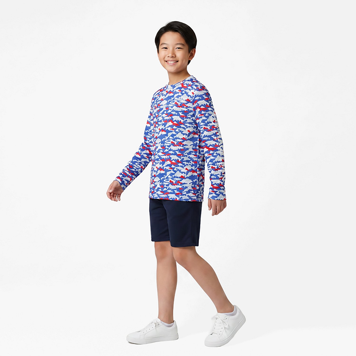 Magellan Outdoors Boys' Fish Camo Crew Long Sleeve T-shirt