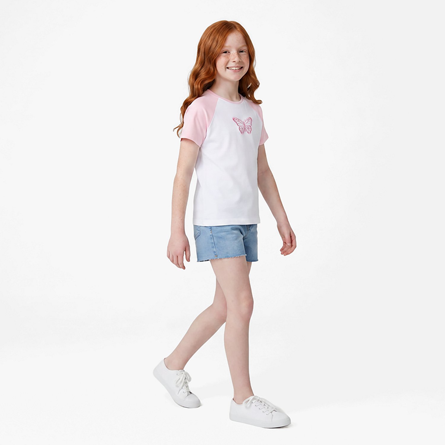 BCG Girls Lifestyle Cotton Raglan Butterfly T-Shirt