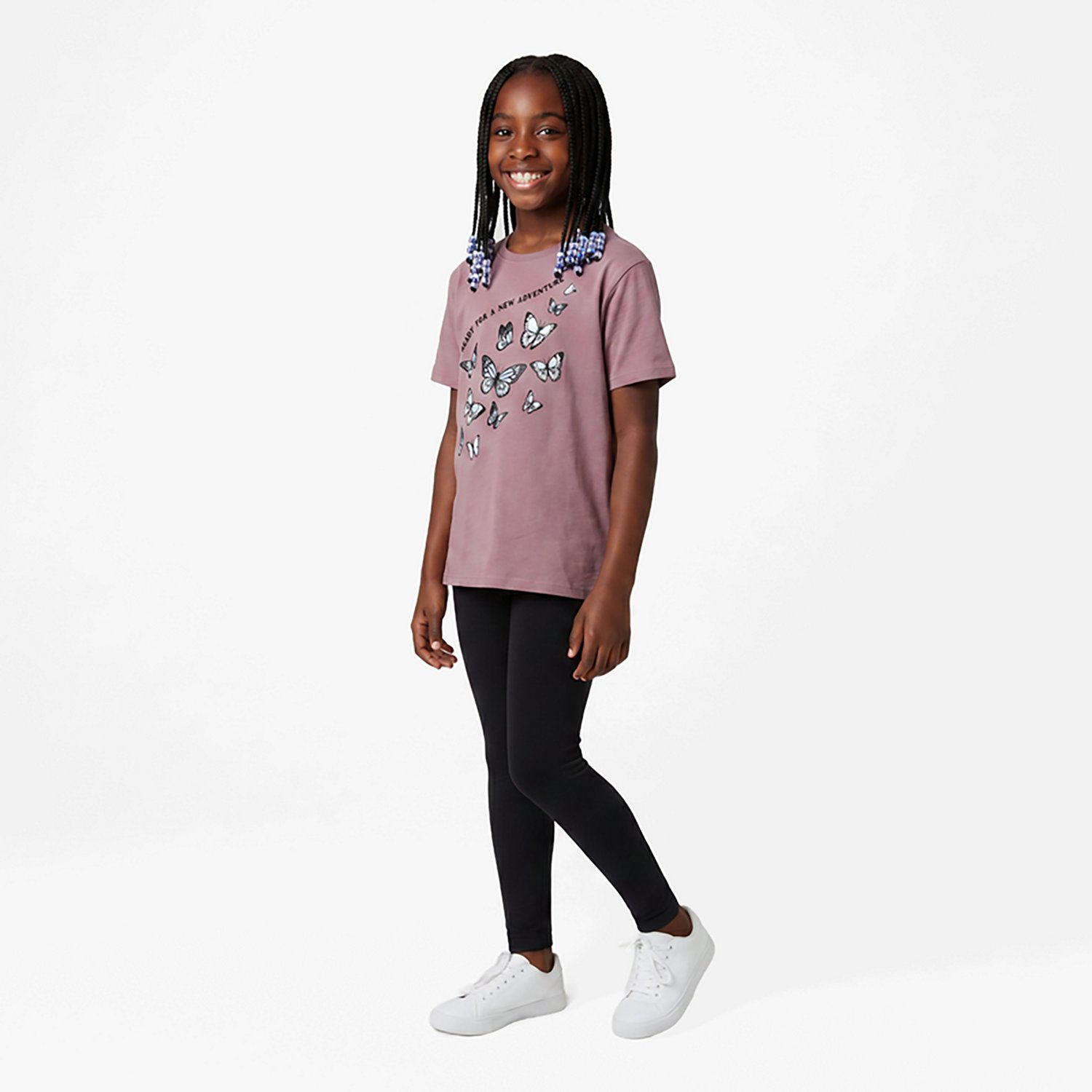 BCG Girls' Lifestyle Cotton Boxy Floating Butterfly Tee