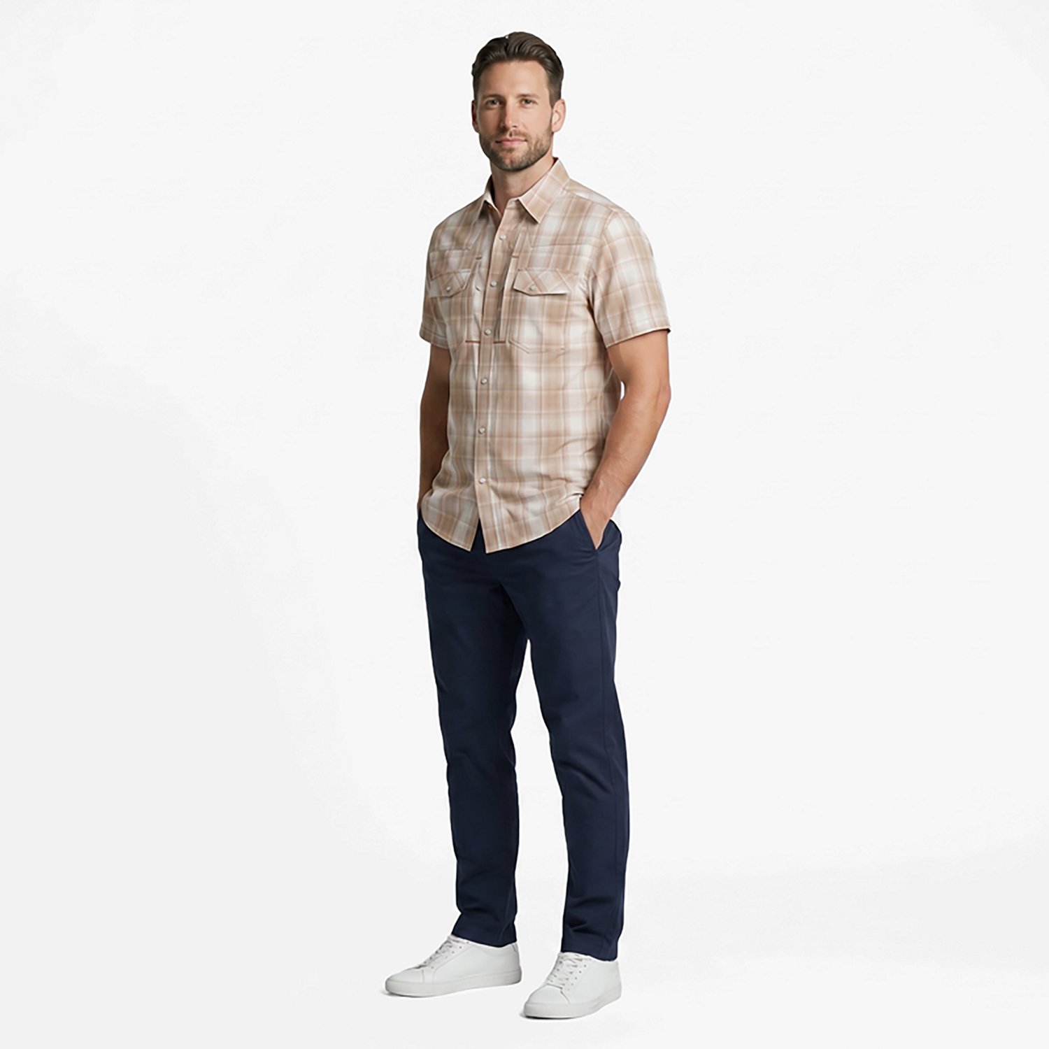 Magellan Men's Pecos River Plaid Short Sleeve Shirt