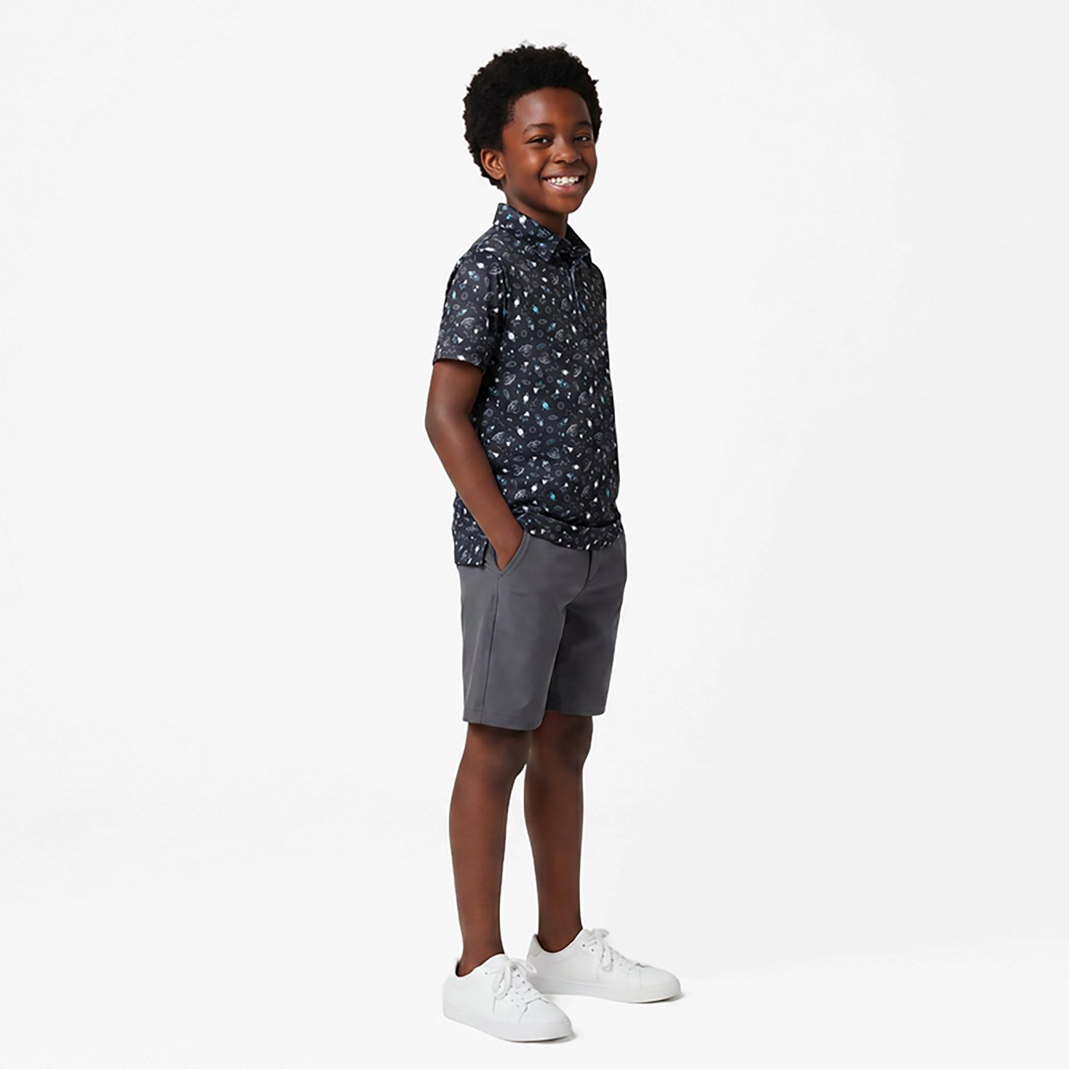 BCG Boys' Golf Space Print Short Sleeve Performance Polo - view number 2