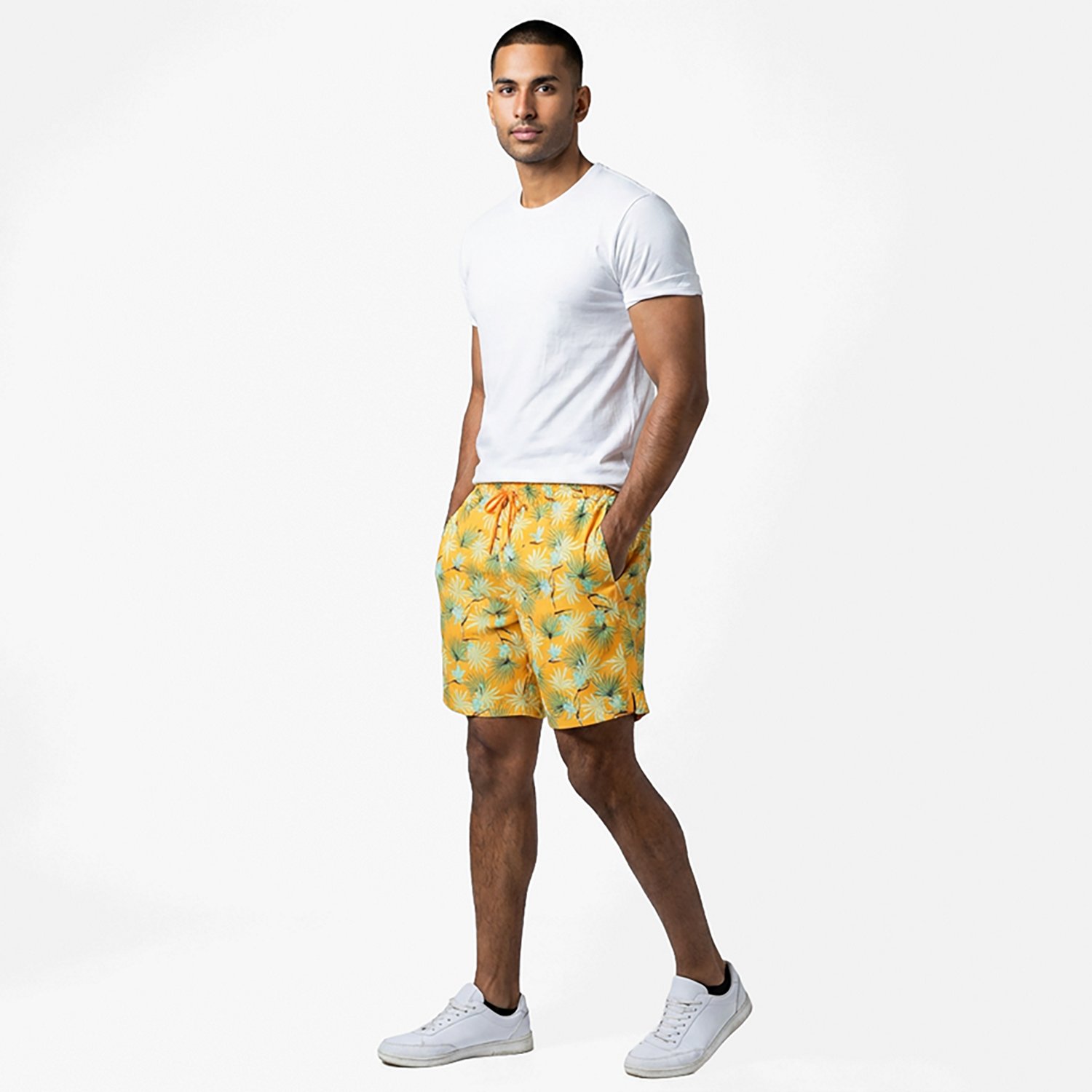 O'Rageous Men's Floral Leaf Printed E Boardshorts with Solid Waistband 8 in.