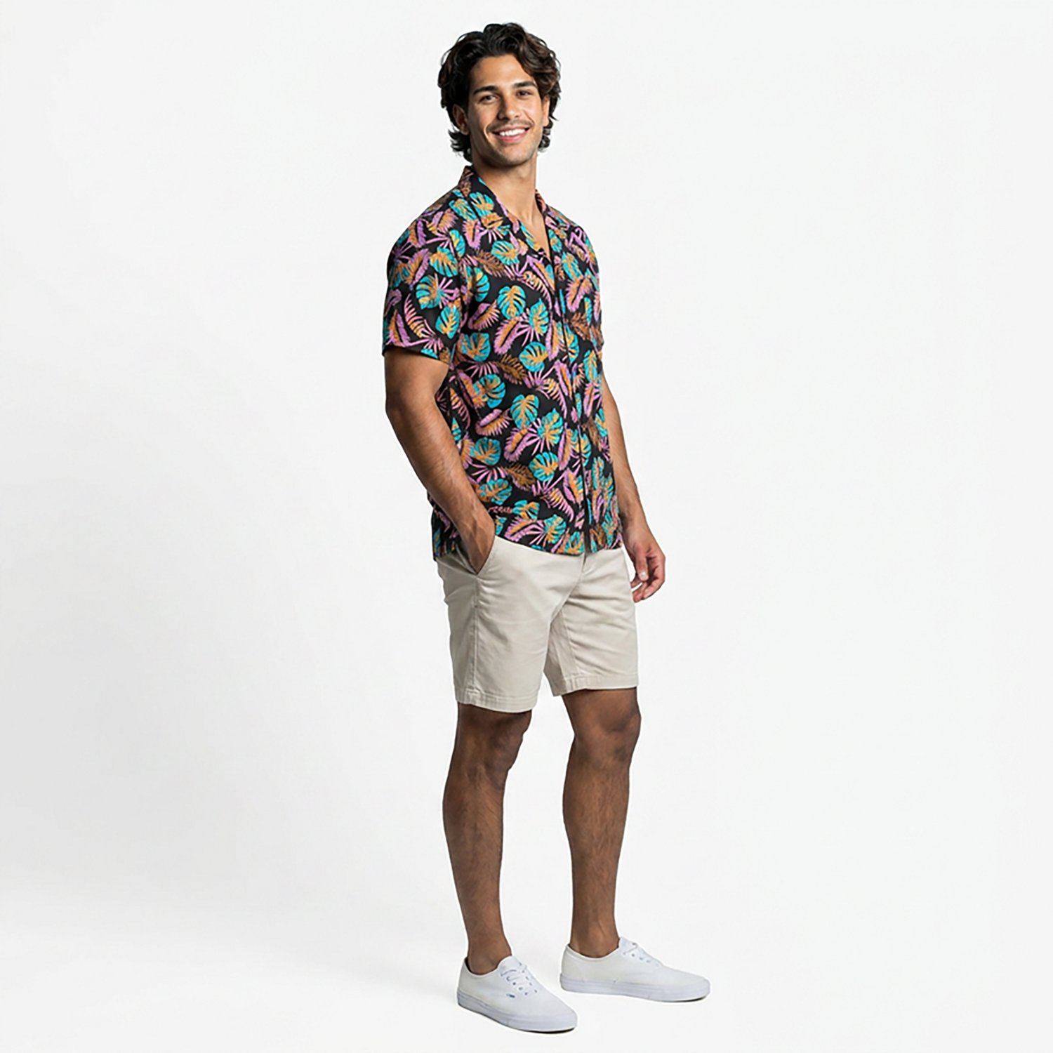 O'Rageous Men's Palm Floral Cabana Printed Short Sleeve Swim Shirt - view number 2