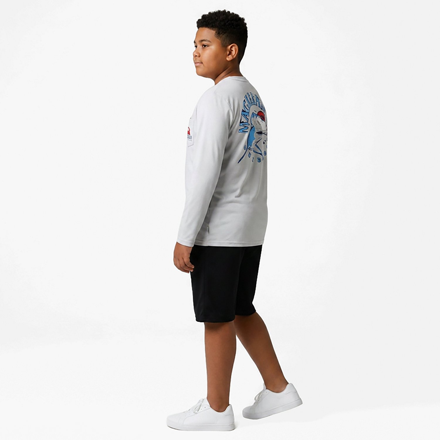 Magellan Outdoors Boys' Cool Shark Graphic Pocket Long Sleeve T-shirt
