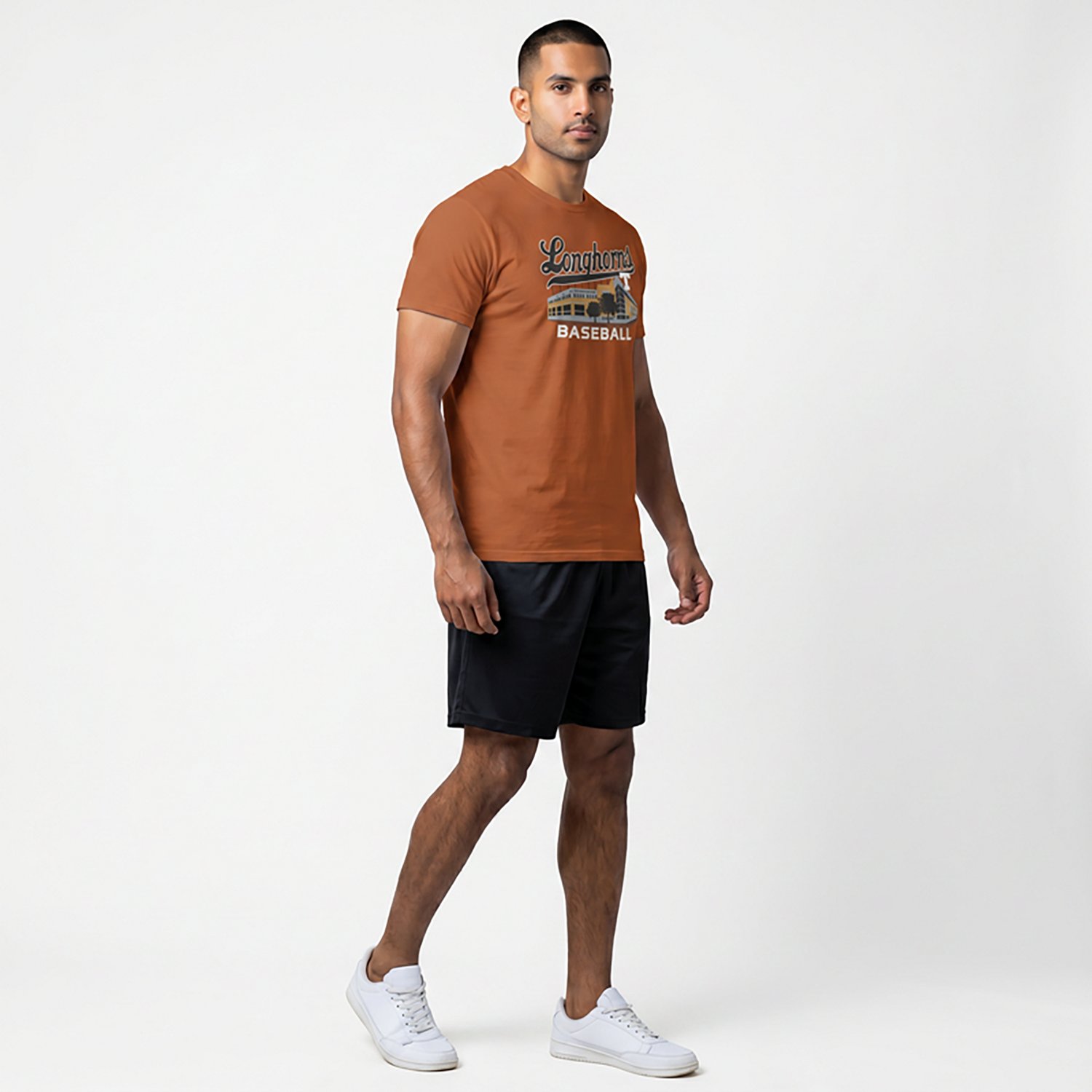Image One Men's Texas Longhorns Stadium Baseball Script DS Short Sleeve T-shirt