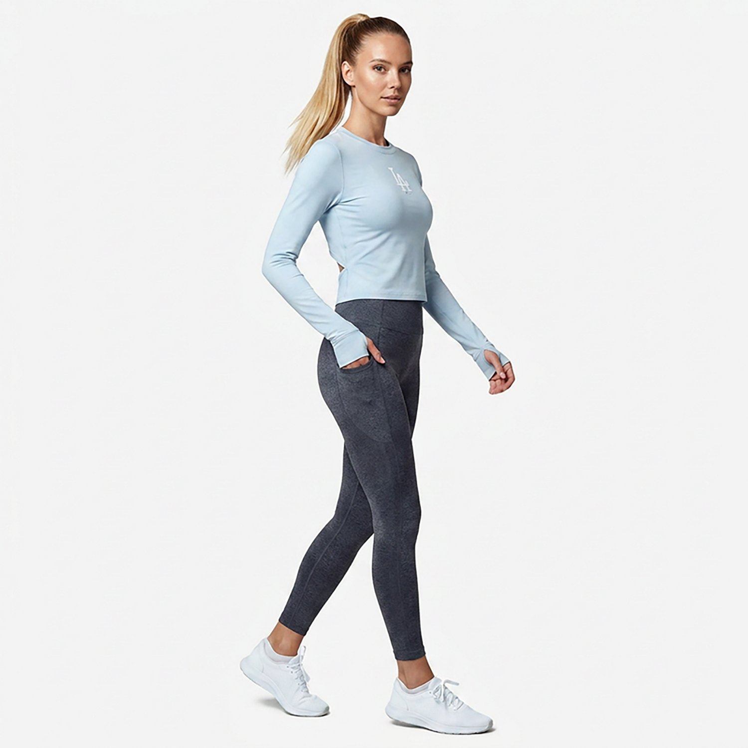 Fanatics Light Los Angeles Dodgers Studio Fitted Long Sleeve Gym Top
