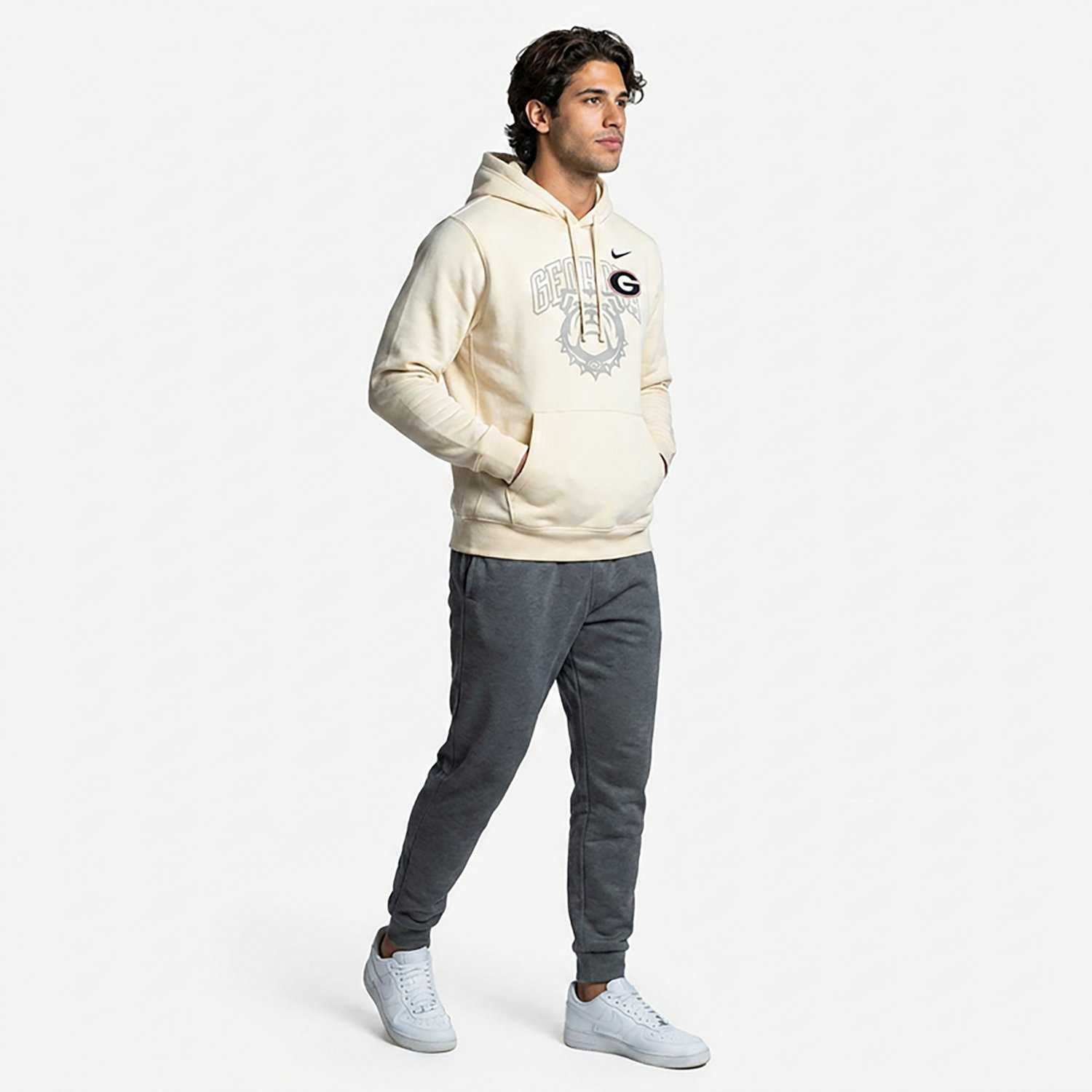 Nike Men's Georgia Primary Logo Natural Club Fleece Hoodie