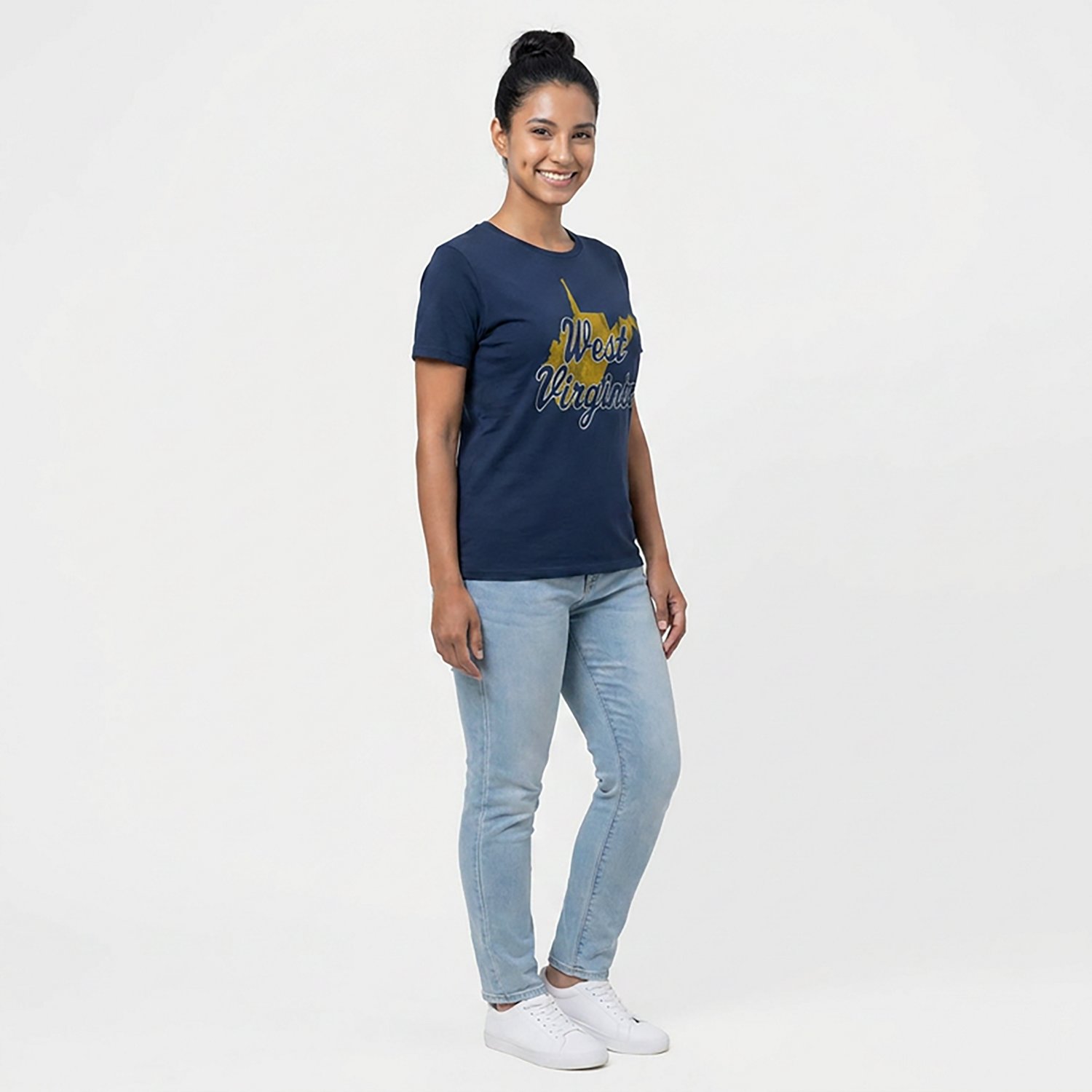 WILDCAT RETRO Women's West Virginia Script State Crop T-shirt - view number 3
