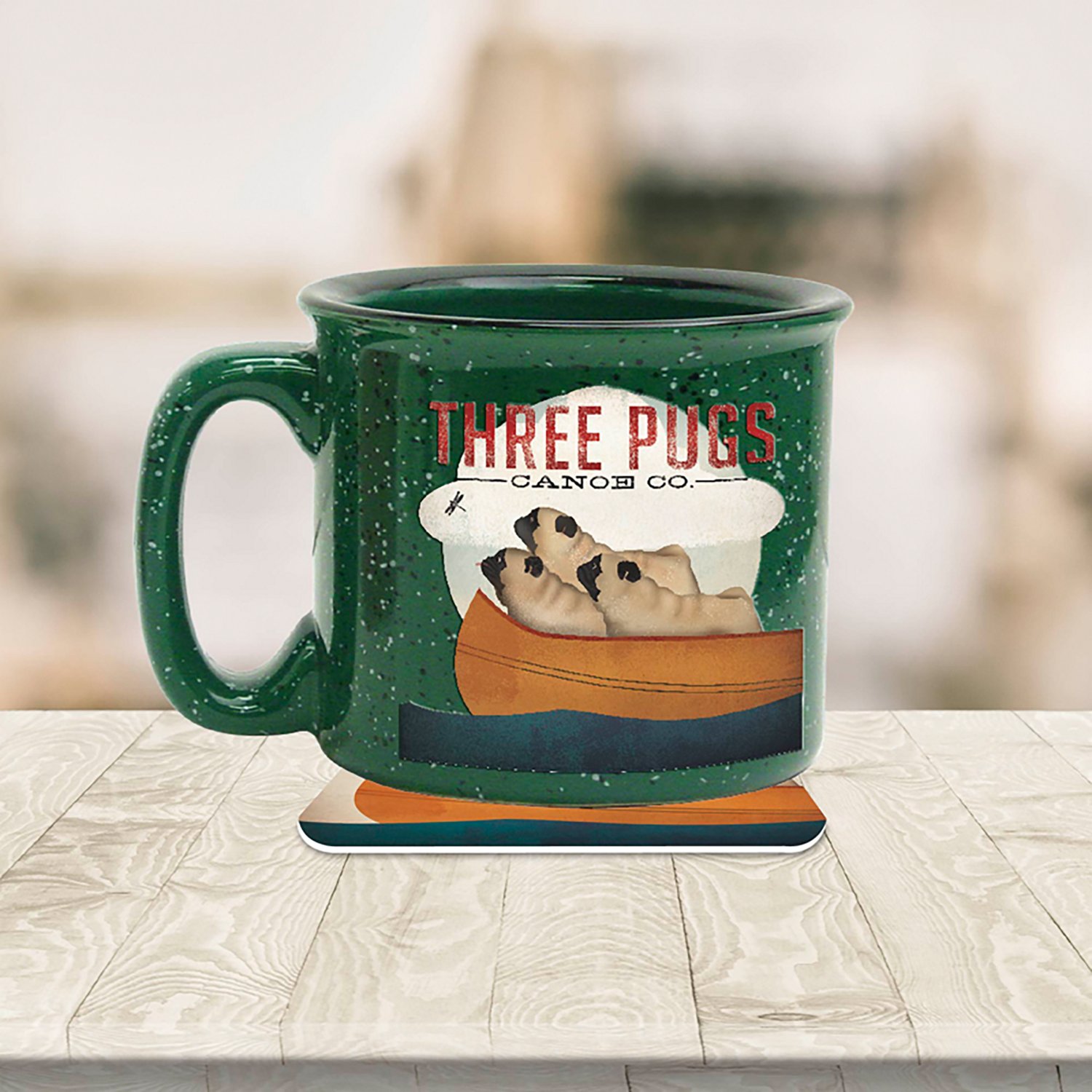 Courtside Market Three Pugs Mug & Coaster Set - view number 2