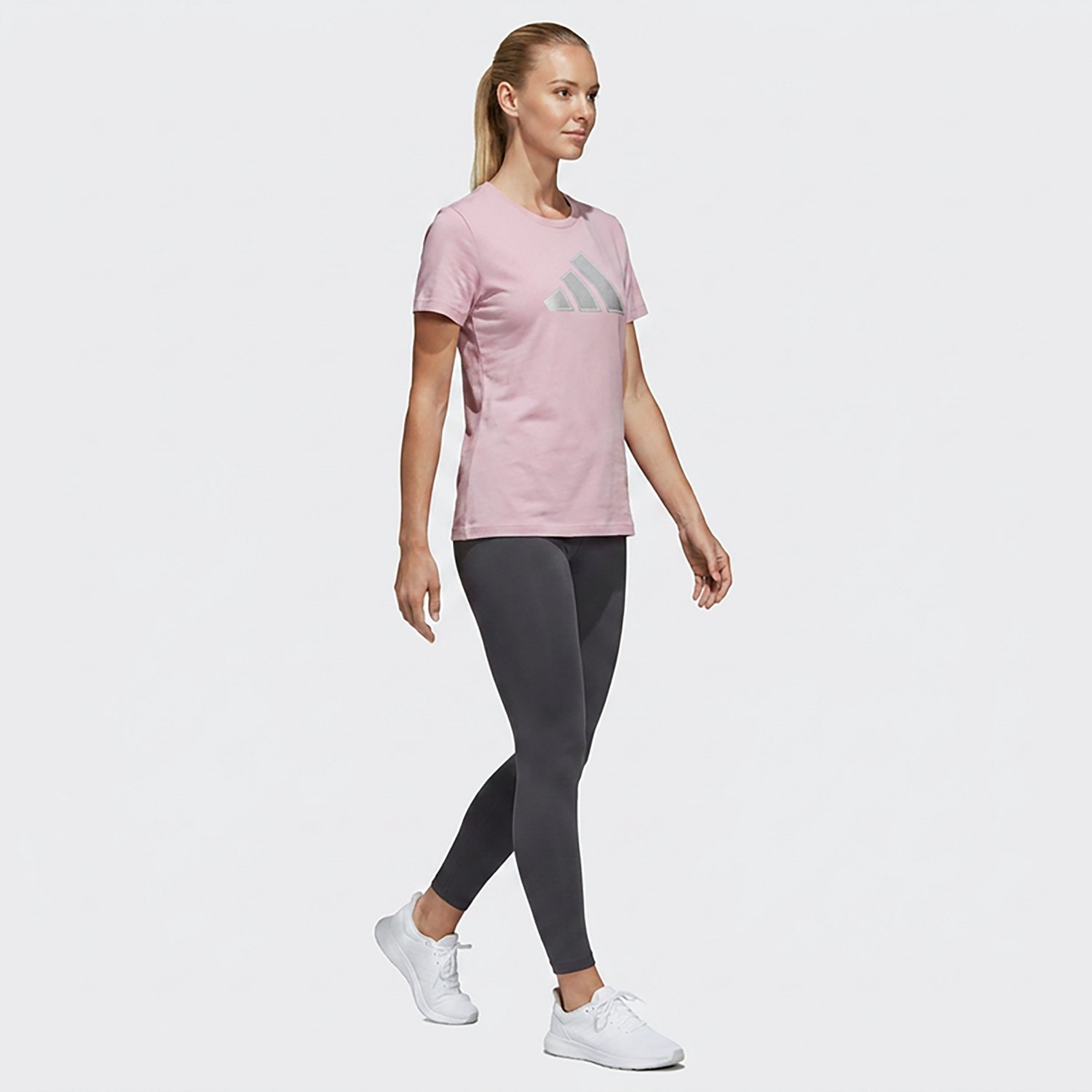 adidas Women's Textured Gingham Big Logo Graphic T-shirt - view number 3