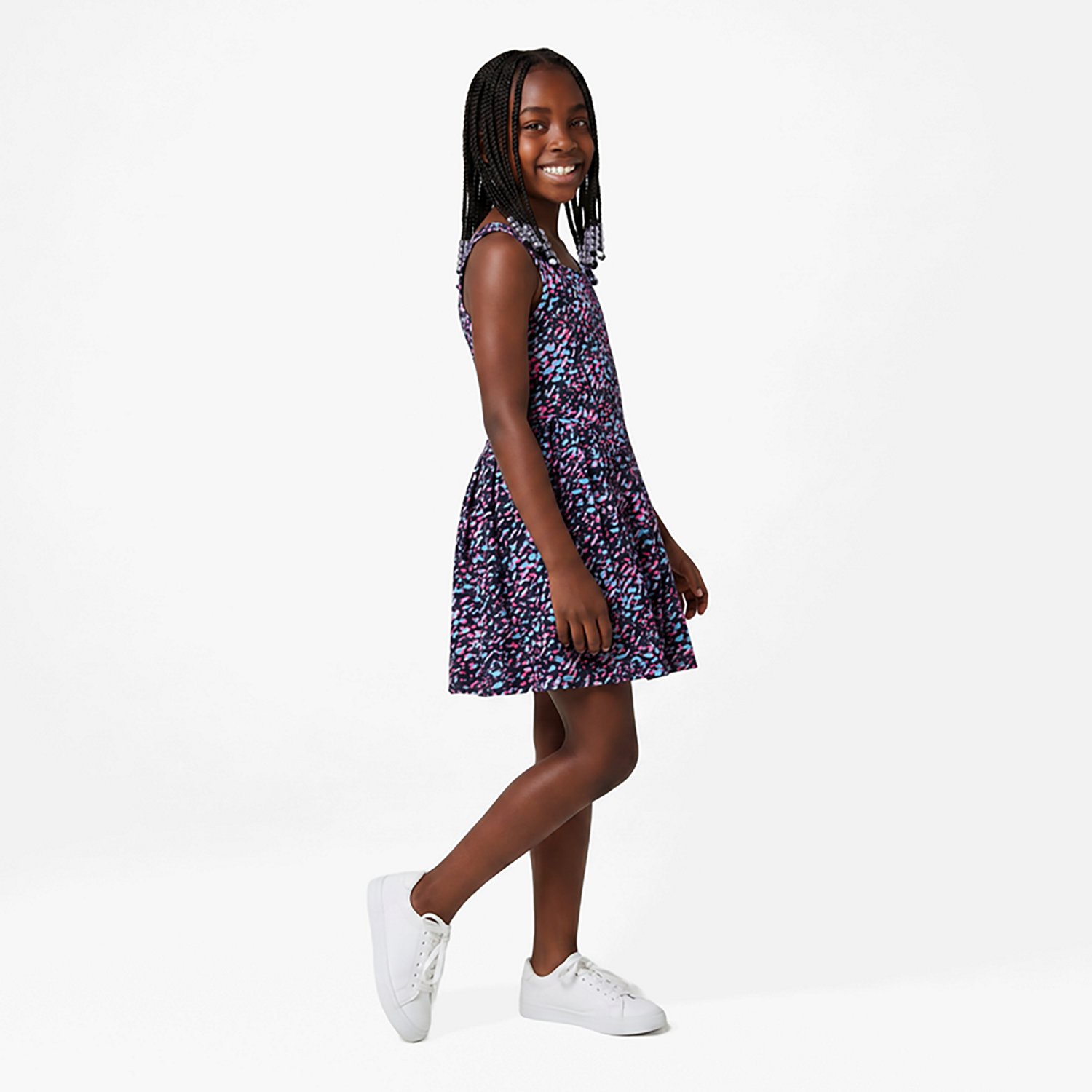 BCG Girls' Swing Pleated Print Cami Dress