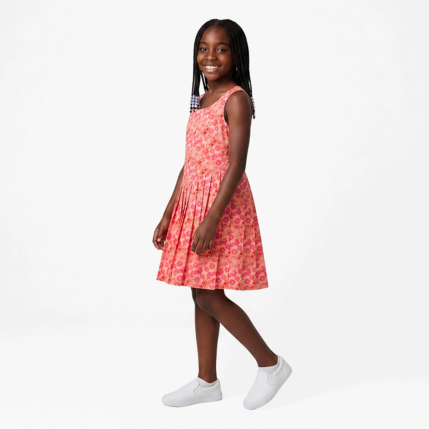 BCG Girls' Swing Pleated Print Cami Dress