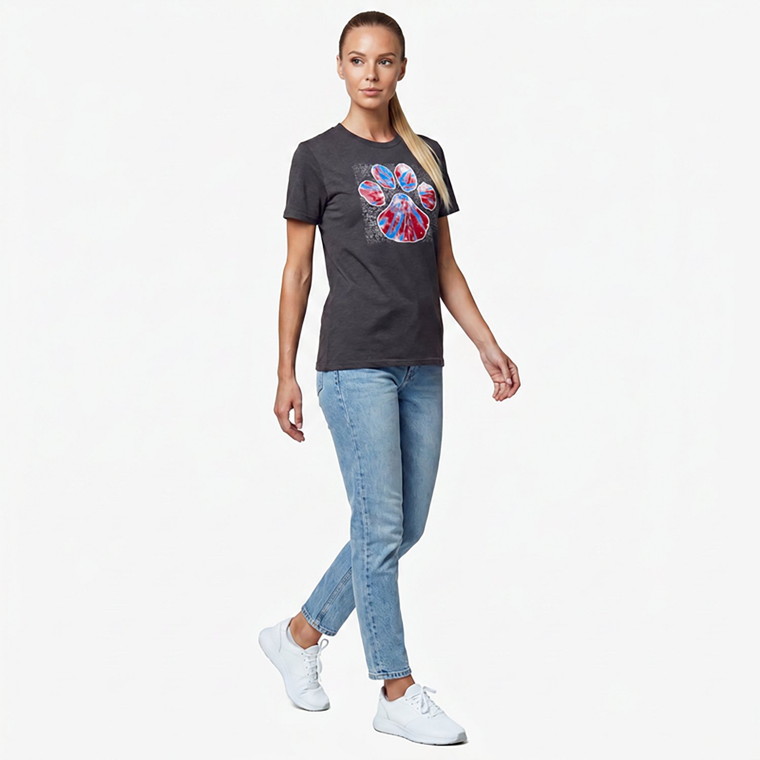 Academy Sports + Outdoors Women's Americana Tie Dye Dog Paw T-shirt