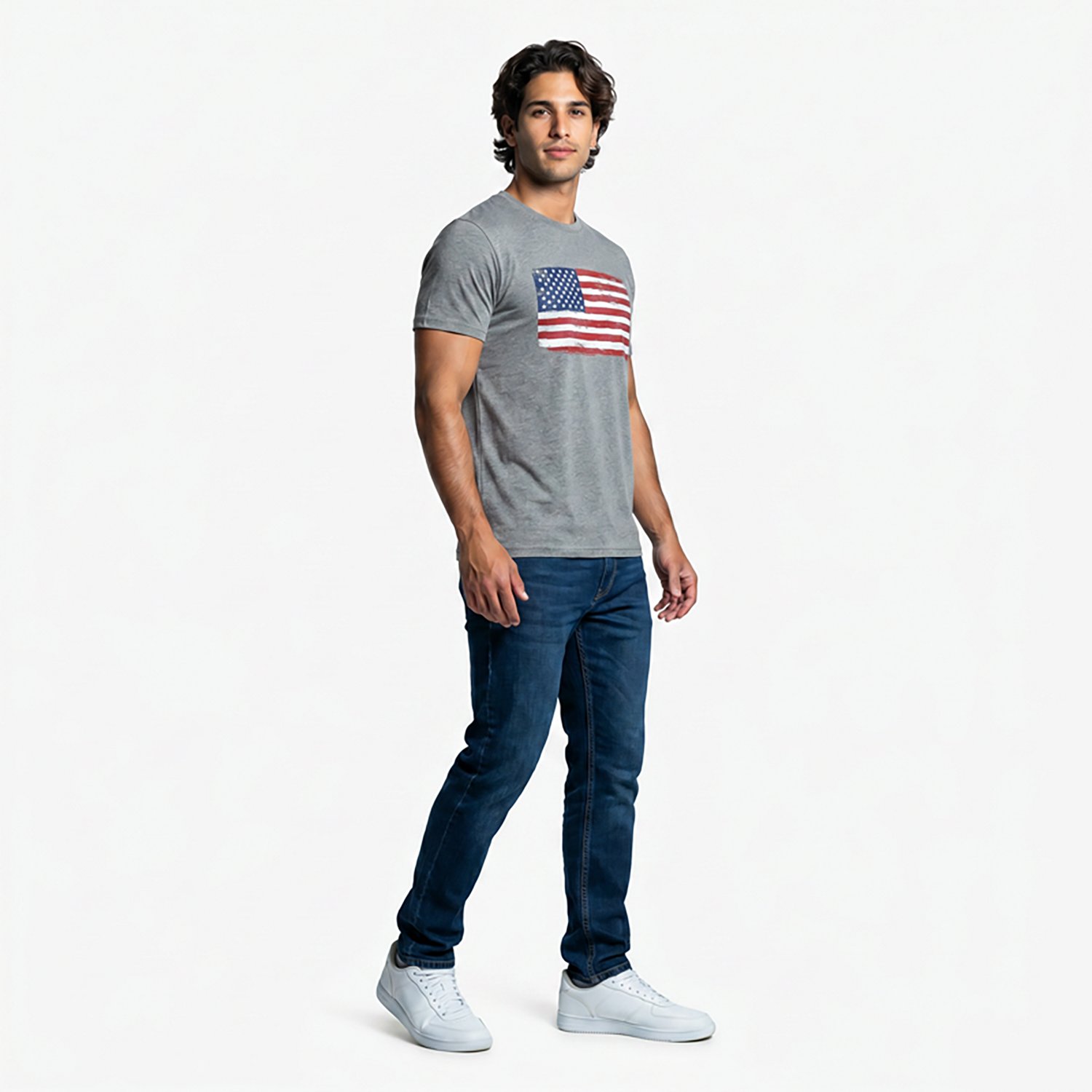 Academy Sports + Outdoors Men's Americana Full Color Distress Flag T-shirt
