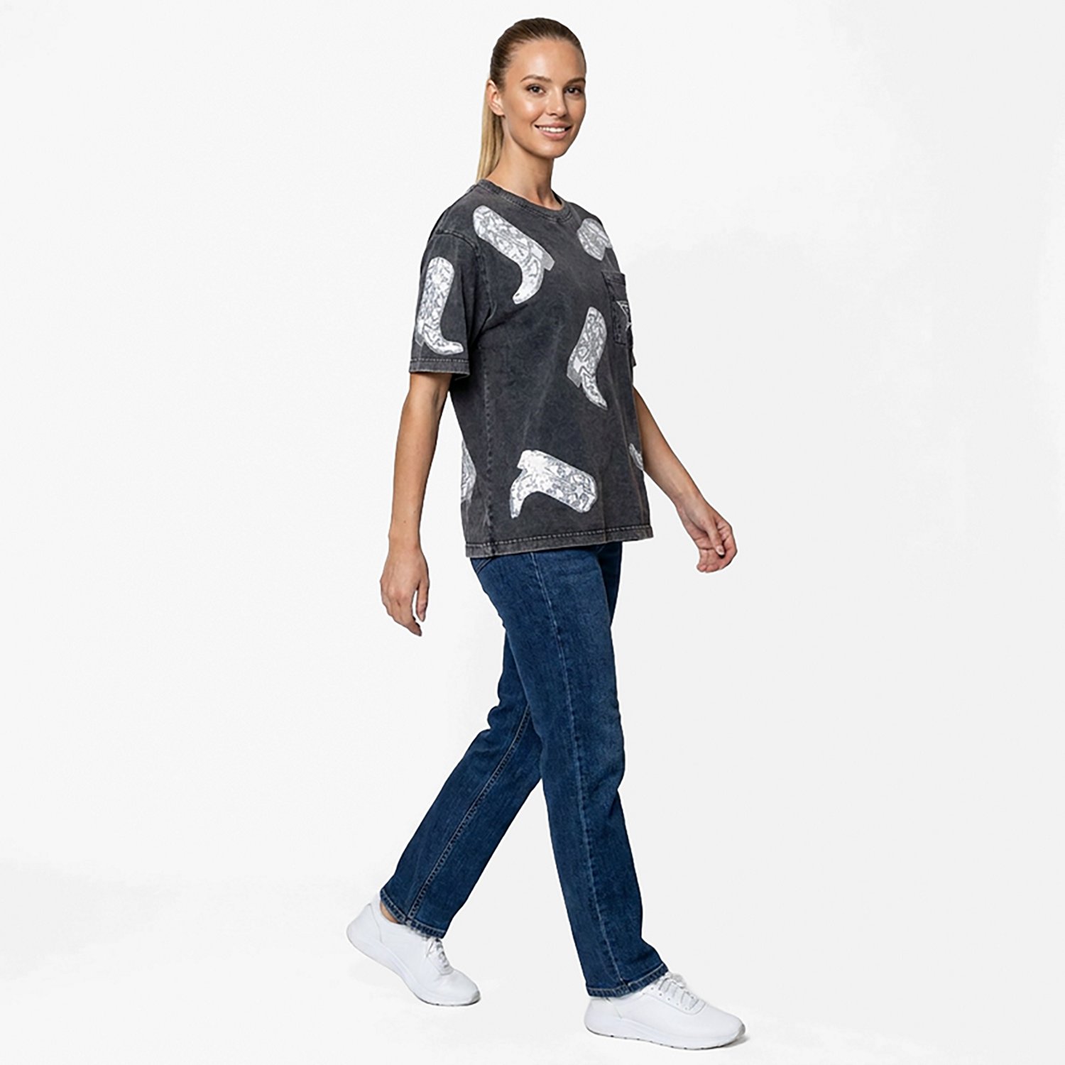 Gameday Couture Women's Dallas Cowboys Sequin Boots Short Sleeve T-shirt