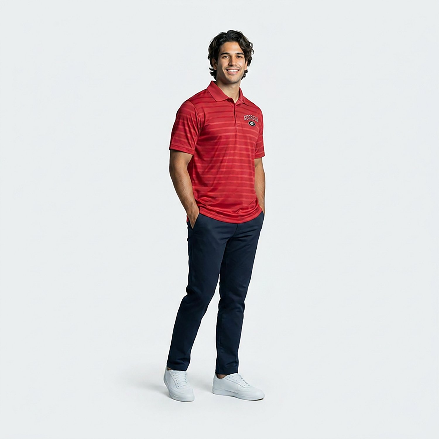 Champion Men's Georgia Bulldogs Primary Logo Textured Solid Polo
