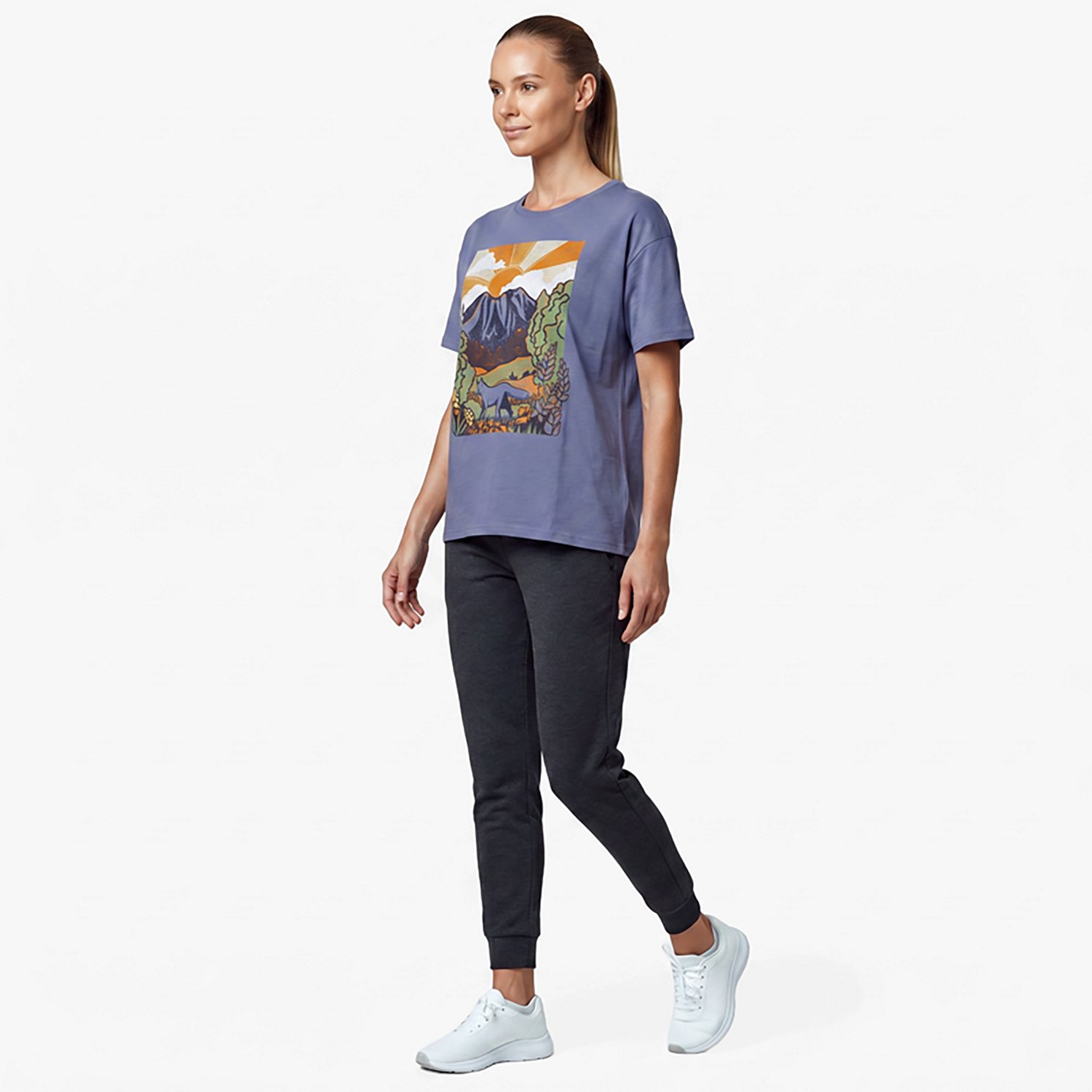 Love Outside the Limits Women's Artistic Mountains Oversized Graphic T-shirt