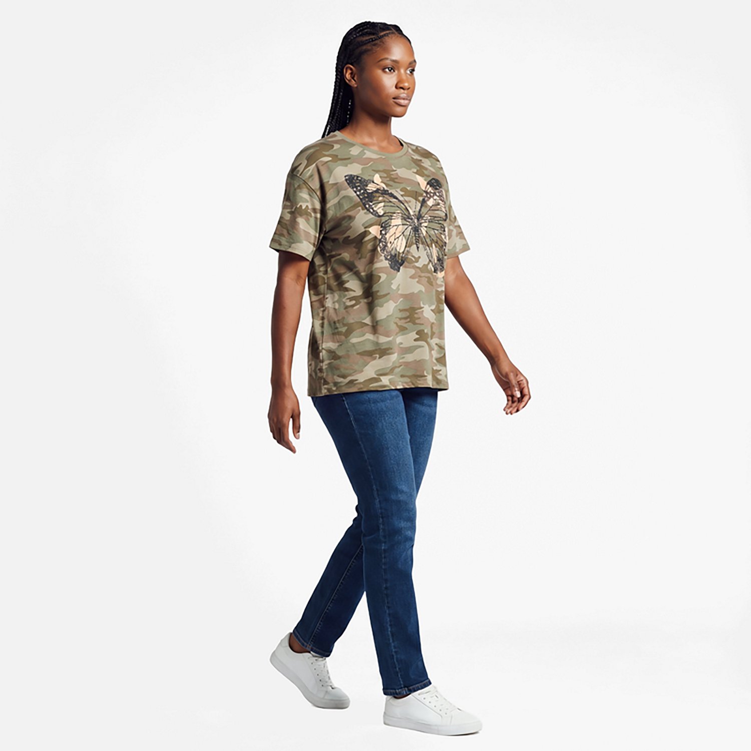 Live Outside the Limits Women's Pixelated Butterfly Oversized Graphic T-shirt - view number 2