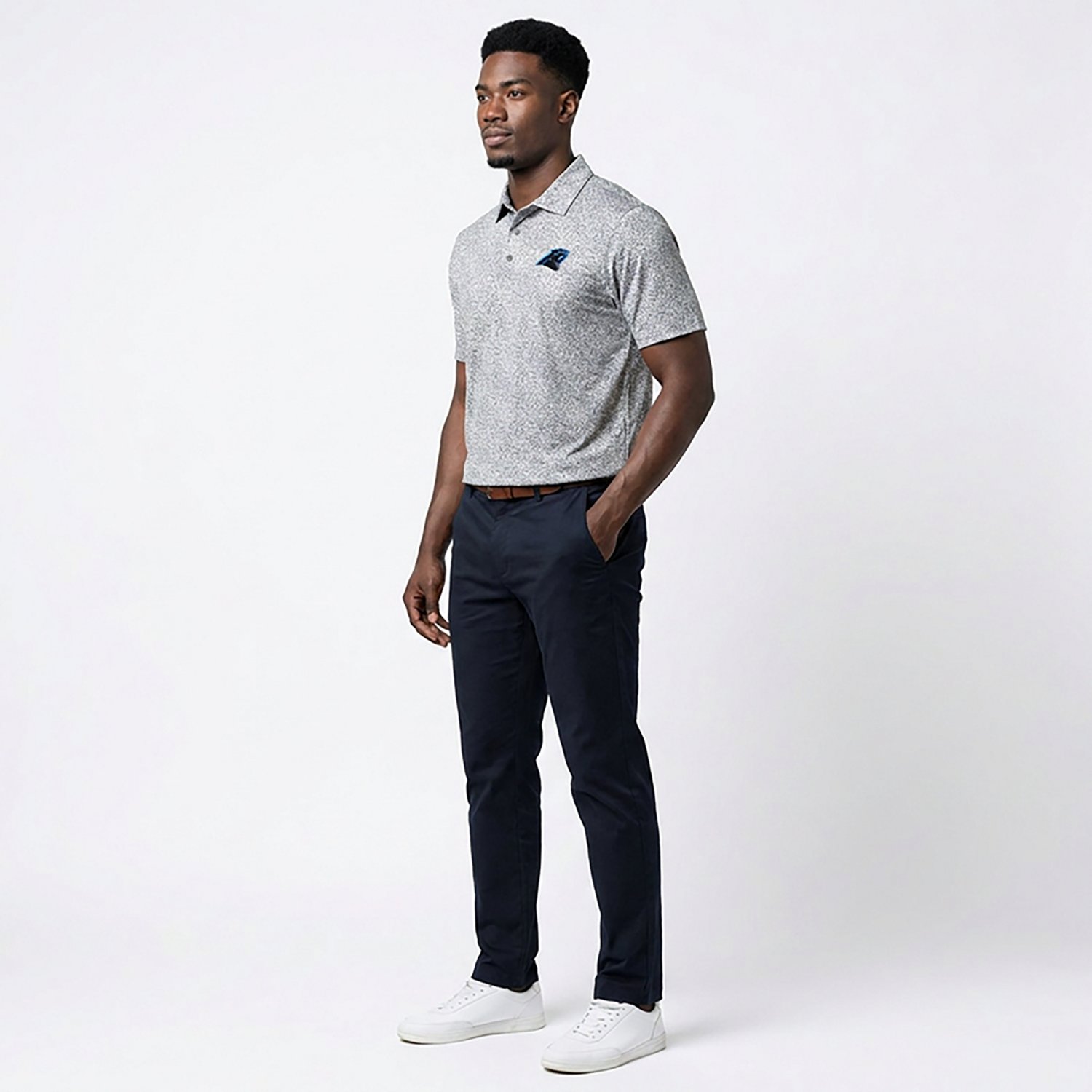 Antigua Men's Panthers Field Ditsy Polo Shirt - view number 3