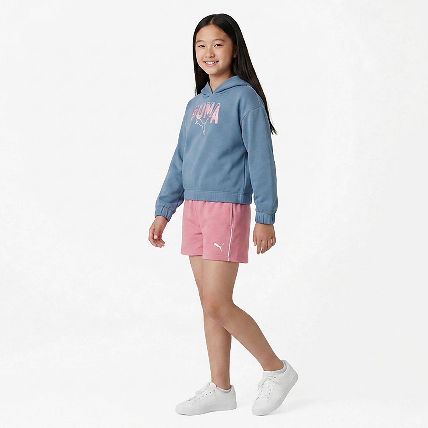 PUMA Girls’ 4-6X Poly Fleece Pullover Hoodie & Short Set