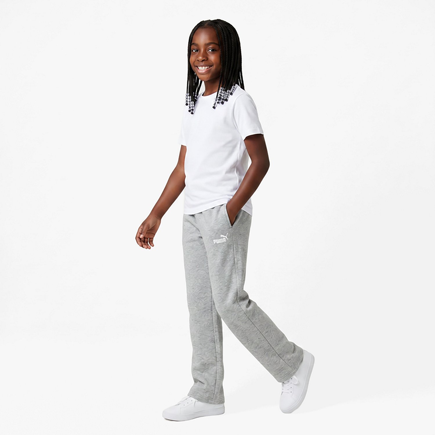 PUMA Girls' 4-6X Essential Basics Spun Poly Fleece Wide Leg Pants - view number 2