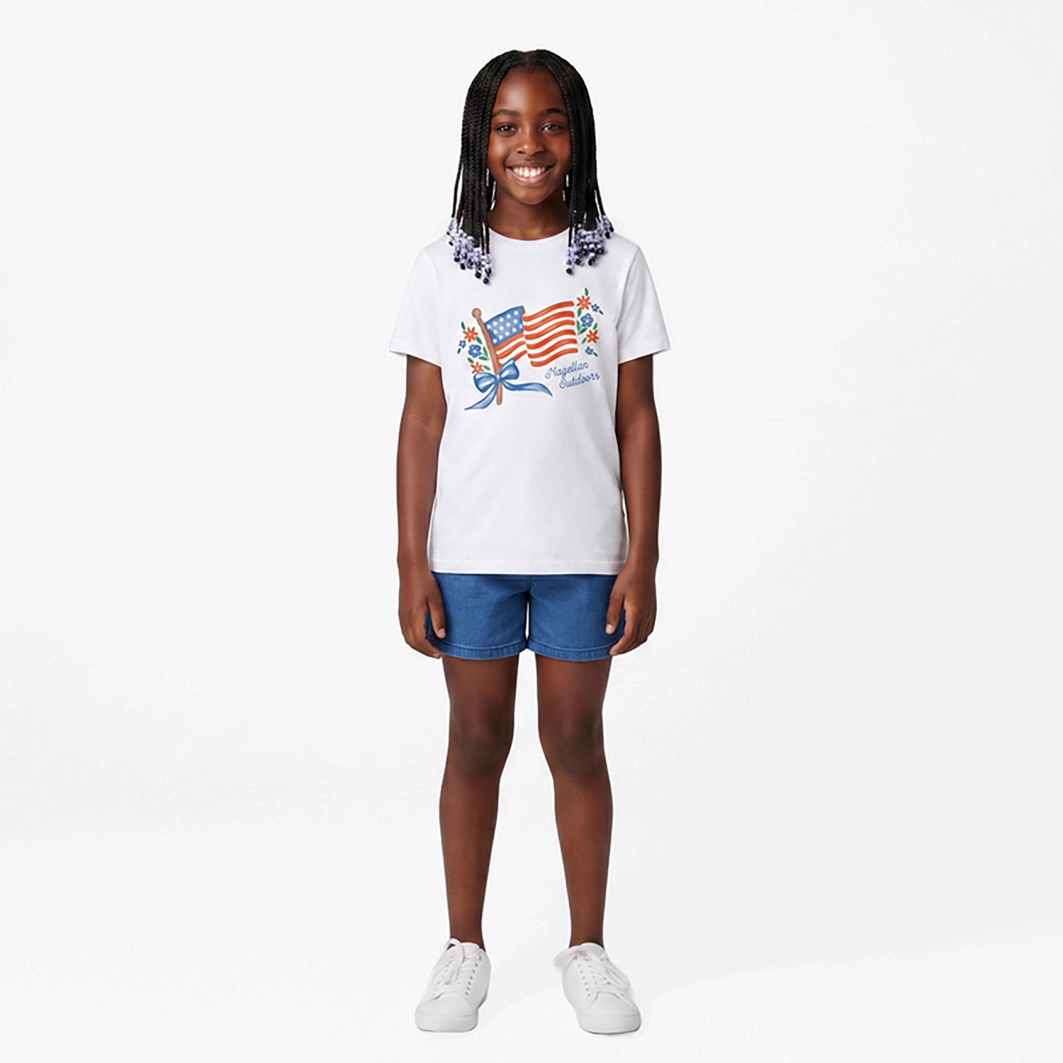 Magellan Outdoors Girls' Waving Flag T-shirt