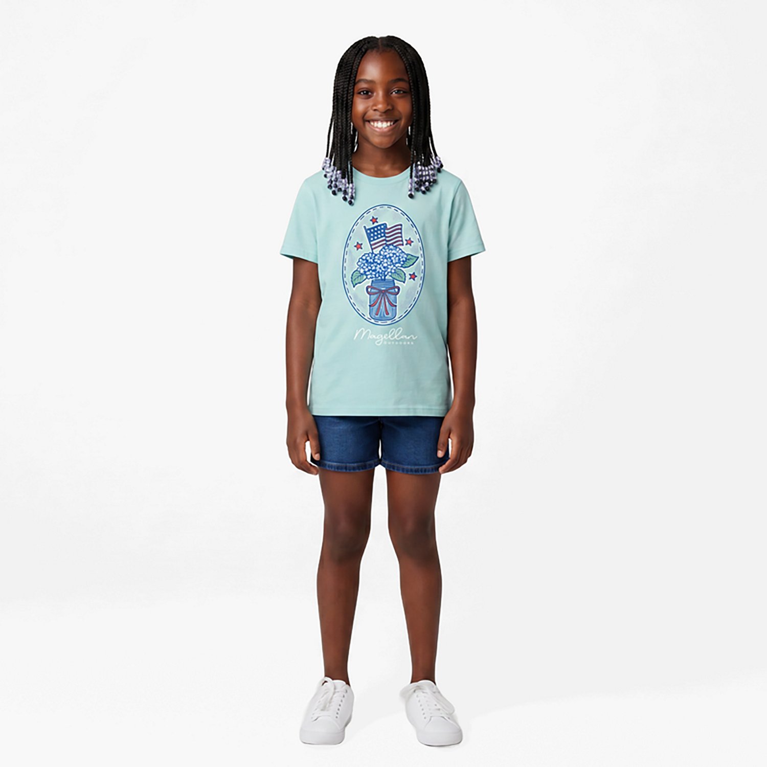 Magellan Outdoors Girls’ American Hydrangeas Graphic Short Sleeve T‑Shirt