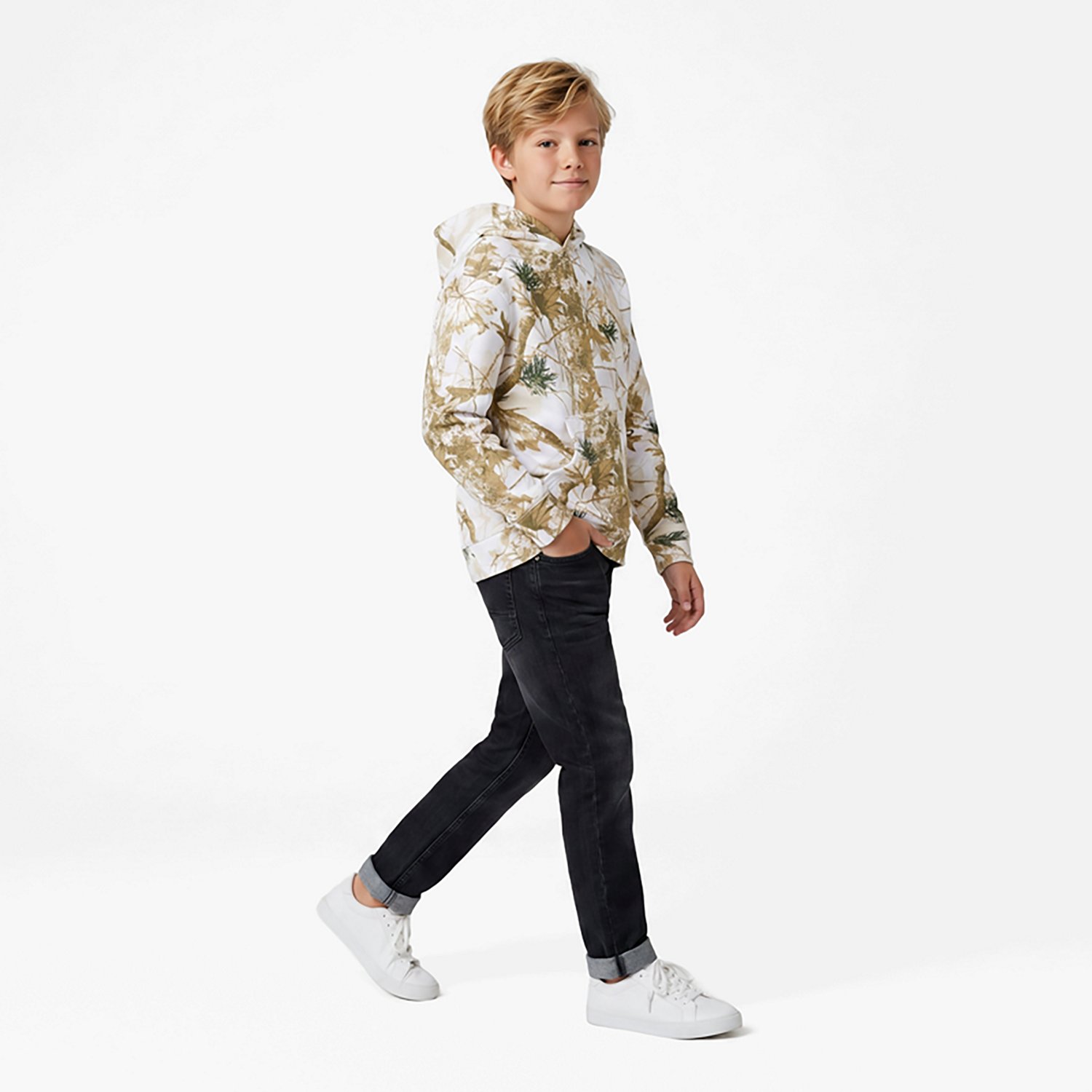 Magellan Outdoors Boys' Campfire Washed Out Camo Fleece Hoodie