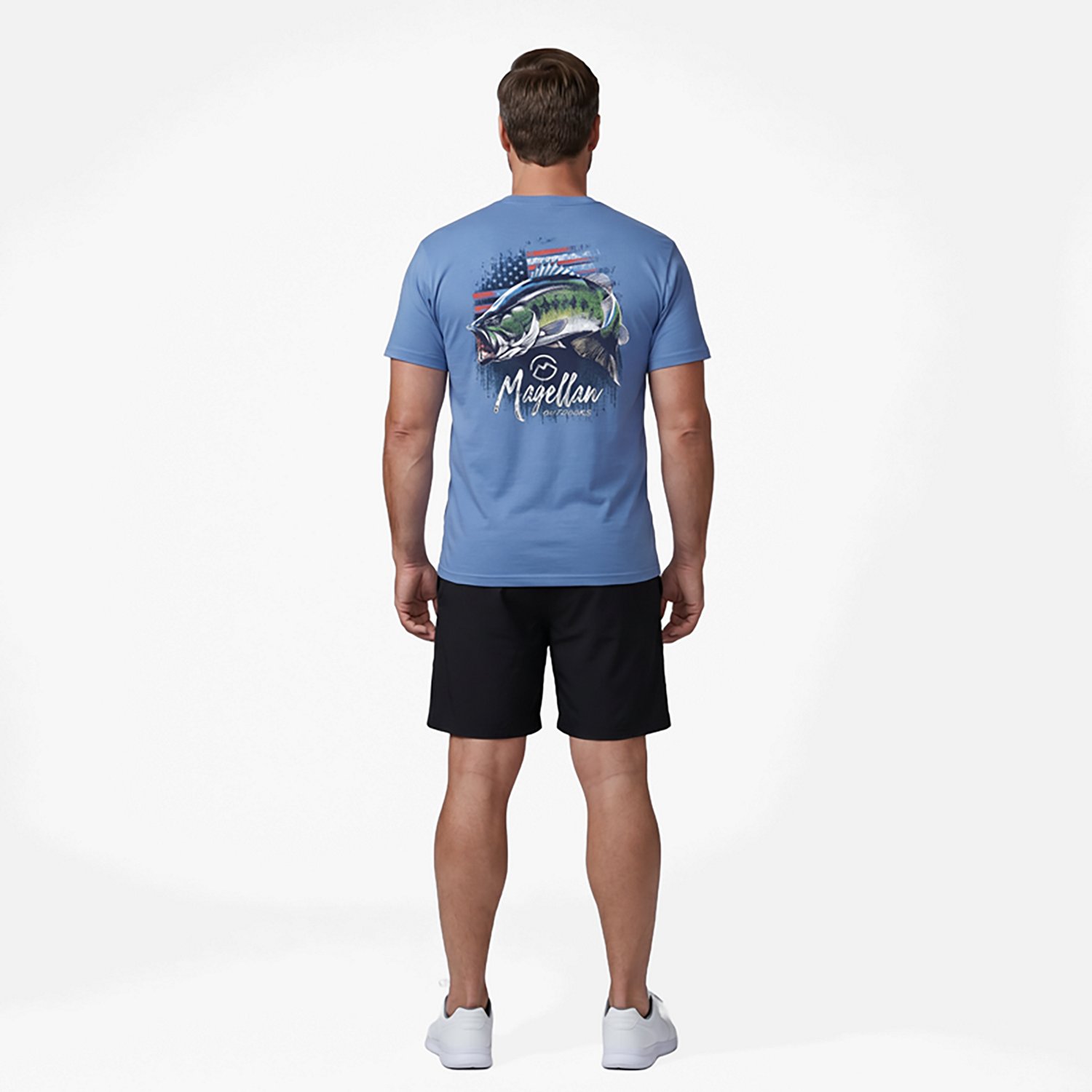 Magellan Outdoors Men’s Flag Bass Graphic Short Sleeve T‑Shirt - view number 3