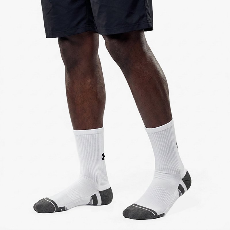 Under Armour Performance Tech - 6 pack - Crew, Men's, Medium, White/Jet Gray