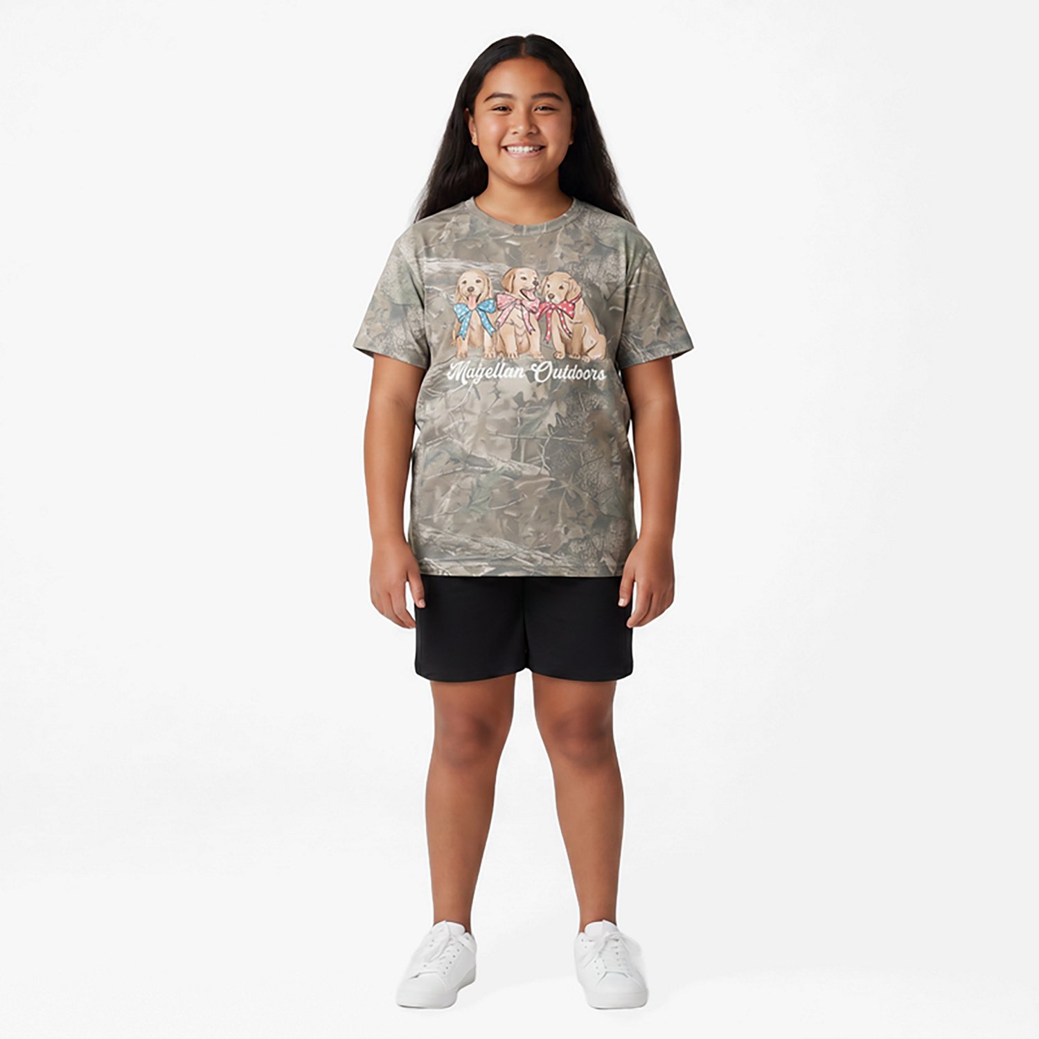 Magellan Outdoors Girls' Golden Retrievers Camo Graphic T-shirt
