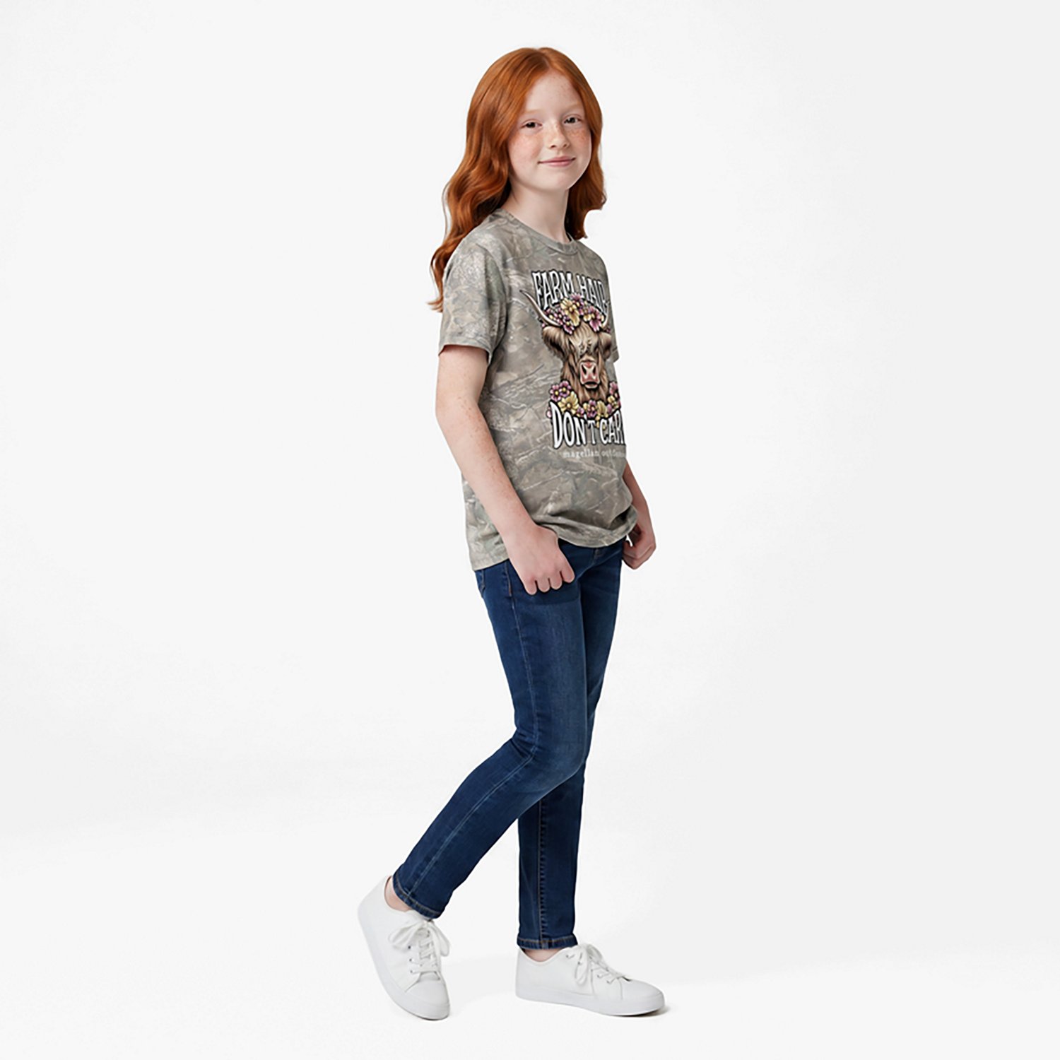 Magellan Outdoors Girls’ Farm Hair Cow Graphic Short Sleeve T‑Shirt - view number 2