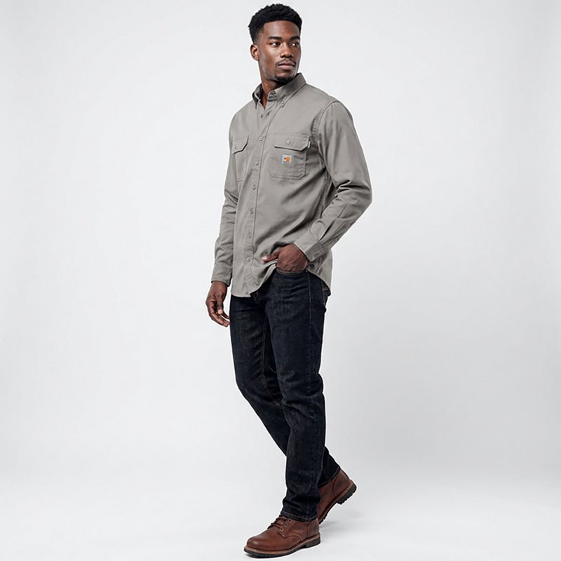 Carhartt Men's Fr Twill Ls Shirt | Gray | Small
