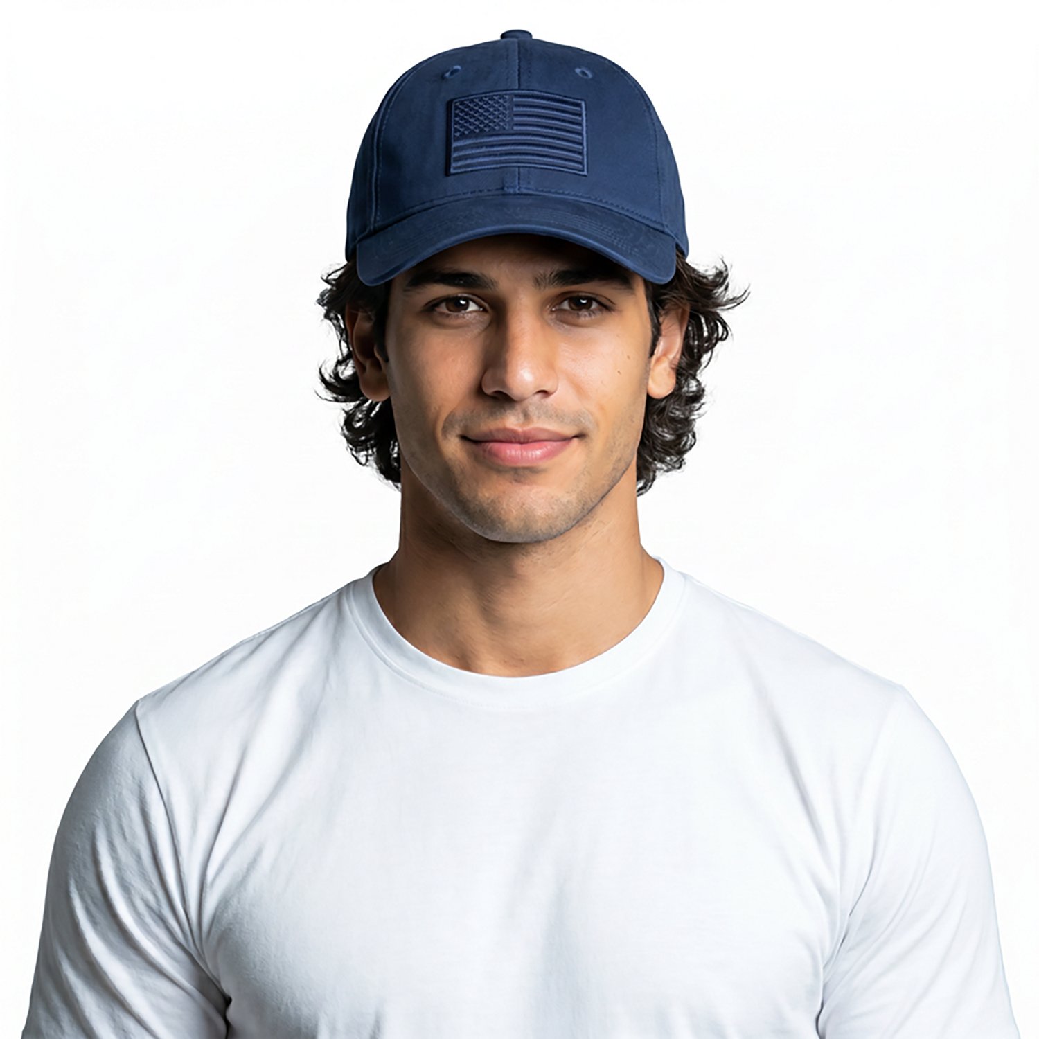 Academy Sports + Outdoors Men's Tonal American Flag Solid Twill Hat - view number 2