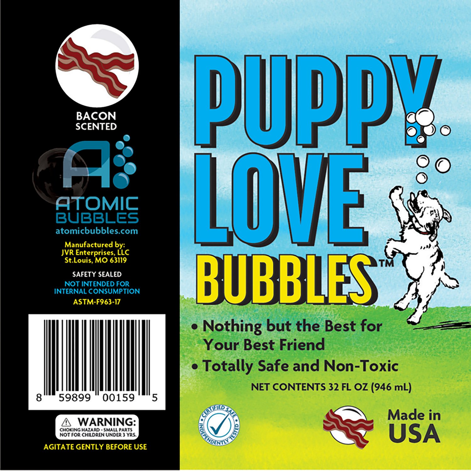 Atomic Bubbles Puppy Love 4 oz. Bacon Scented Bubbles for Dogs